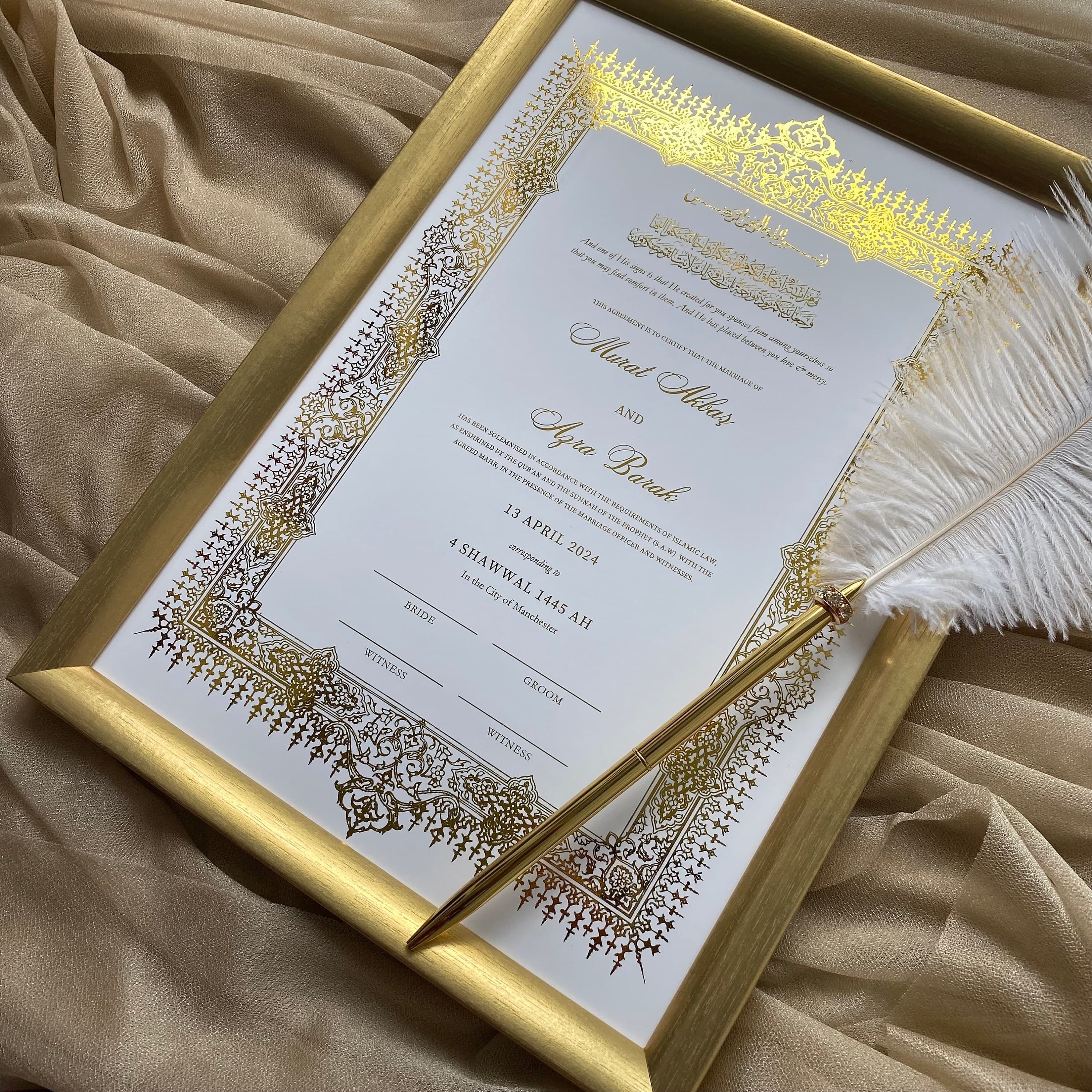 Gold Foiled Nikkah Certificate: Personalized Islamic Wedding Keepsake - image 4