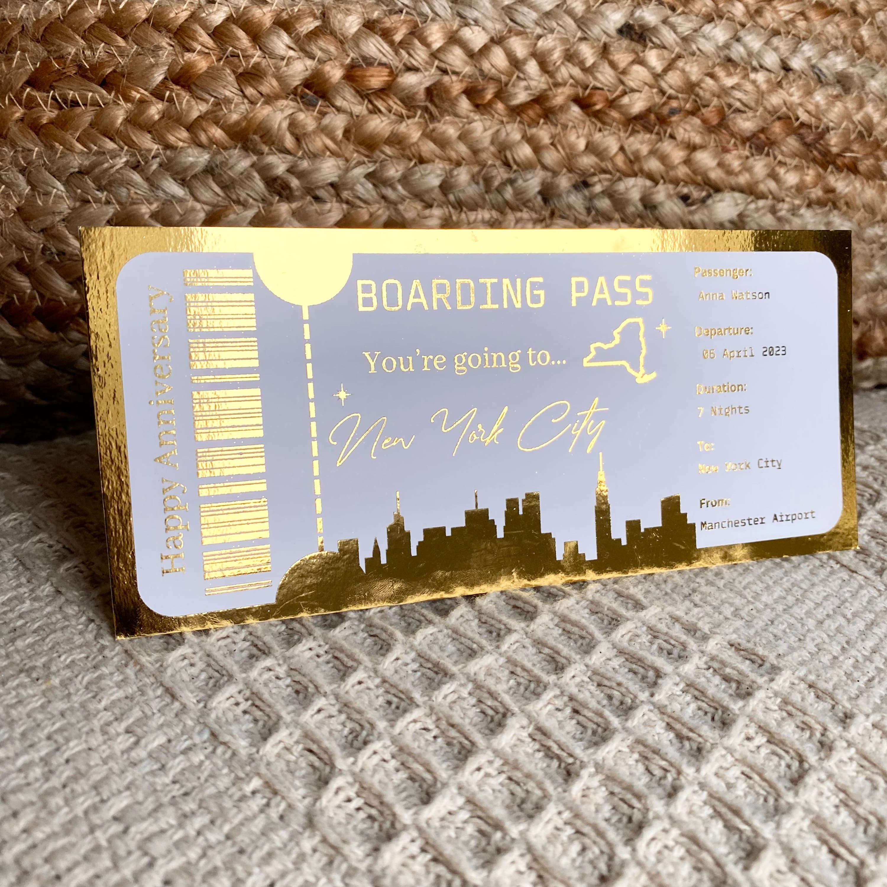 Personalized Holiday Golden Foil Boarding Pass: Surprise Trip Ticket - image 3