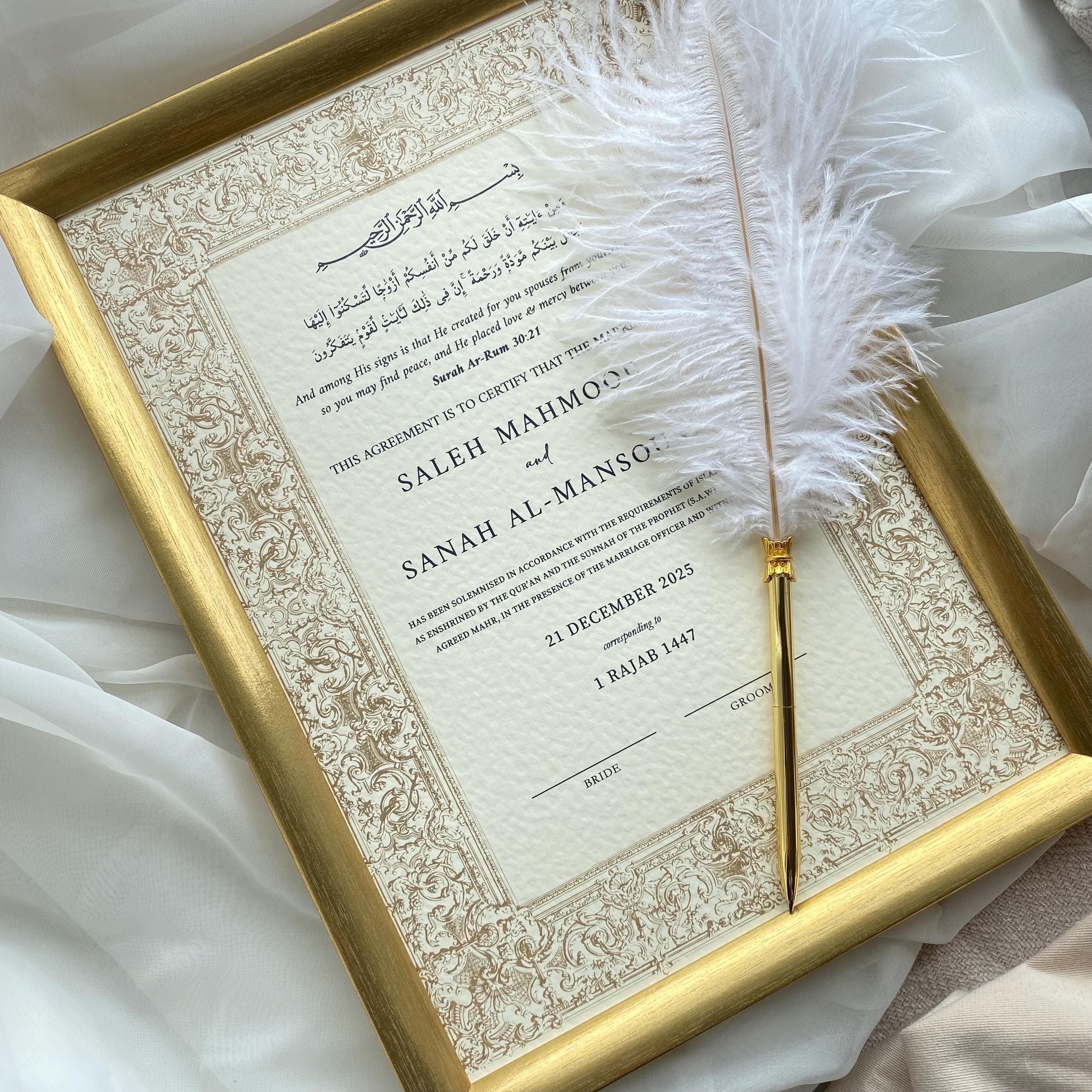 Luxury Nikkah Certificate, Personalised A4/A3 Premium Mariage Certificate - image 3