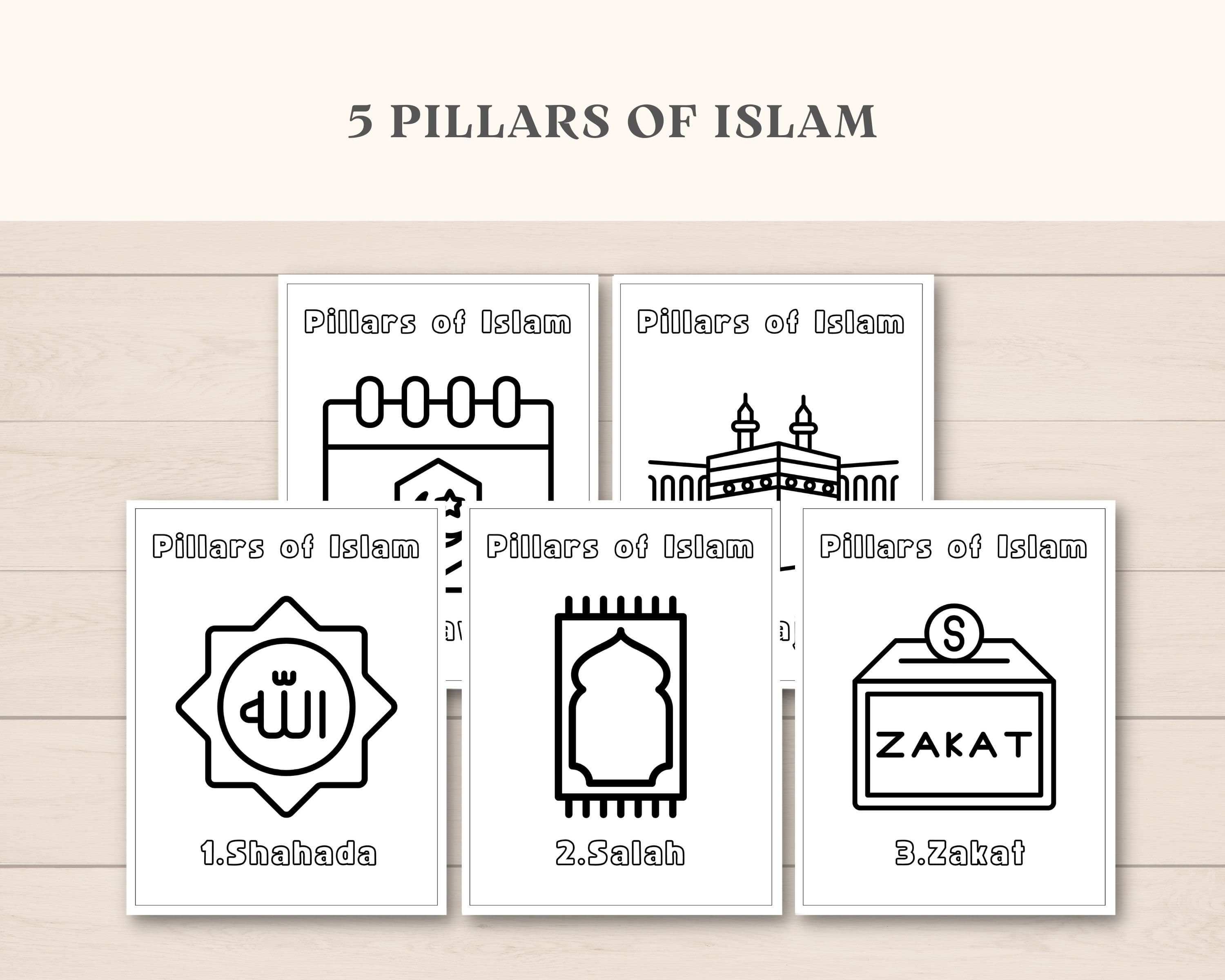 These easy Islamic coloring sheets are a perfect activity for little kids. Simply print and let kids color in and learn about Islam. Also includes 5 Pillars of Islam.