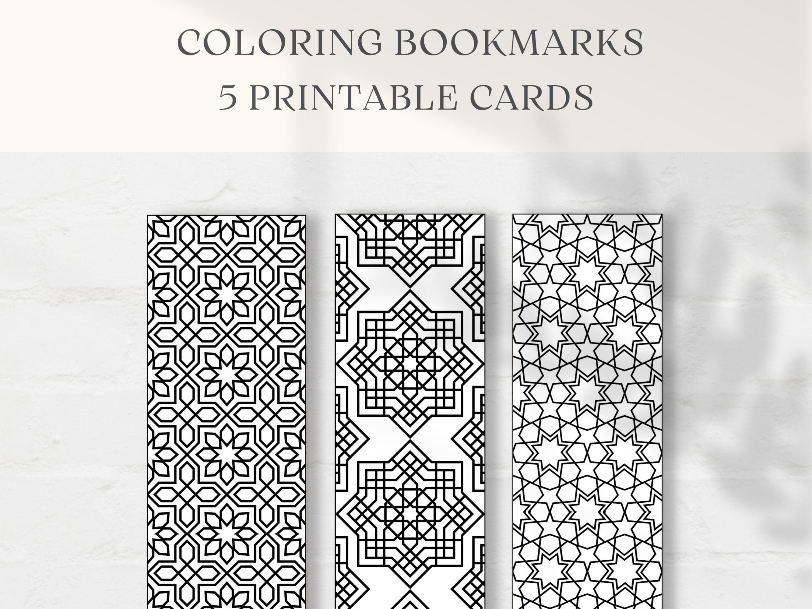 Coloring Bookmarks Printable, Islamic Coloring, Geometric Bookmarks, Coloring Therapy, Mindful coloring bookmarks, Islamic Art Coloring