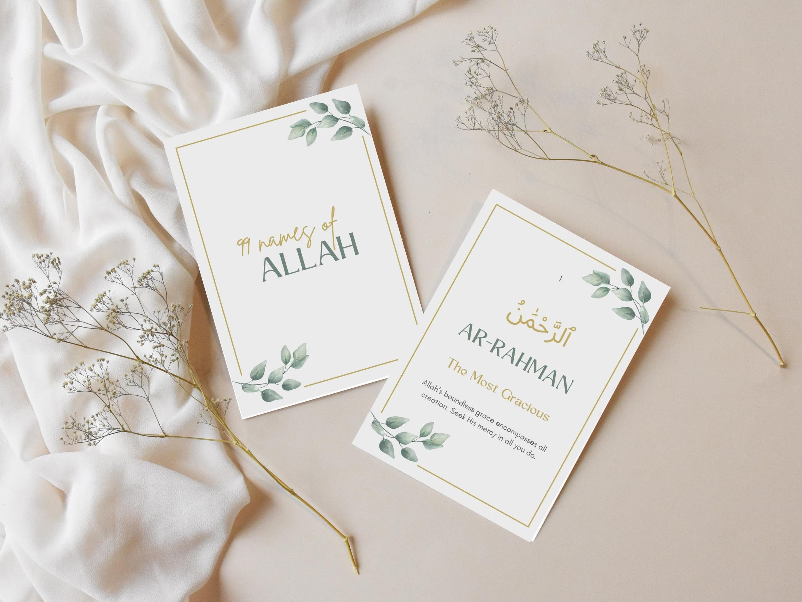 99 Names of Allah cards, 99 names of Allah, Asma ul Husna, Muslim Gift, Asma Ul Husna Cards, Islamic Flashcards, Islamic Educational
