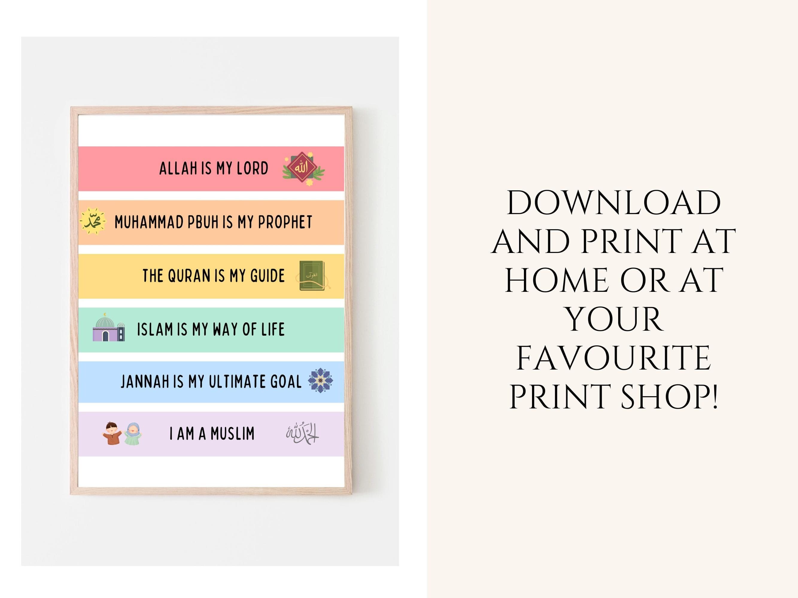 This Islamic Kids  wall art is a wonderful addition to any child's bedroom or playroom. These vibrant and engaging designs, rooted in Islamic values are perfect for Muslim Kids.