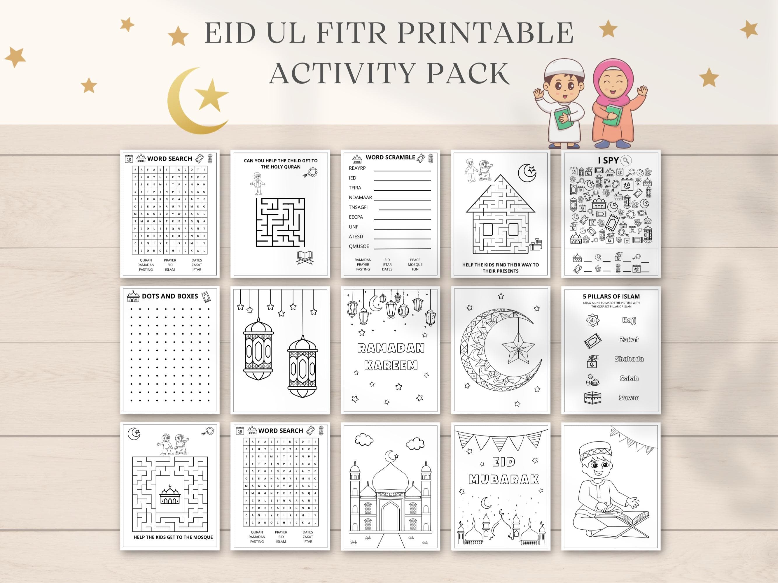 Eid ul Fitr Activity, Eid Kids Activities, Eid for Kids, Eid Printables, Eid Games, Muslim Kids Activity, Eid word Search, Eid Coloring