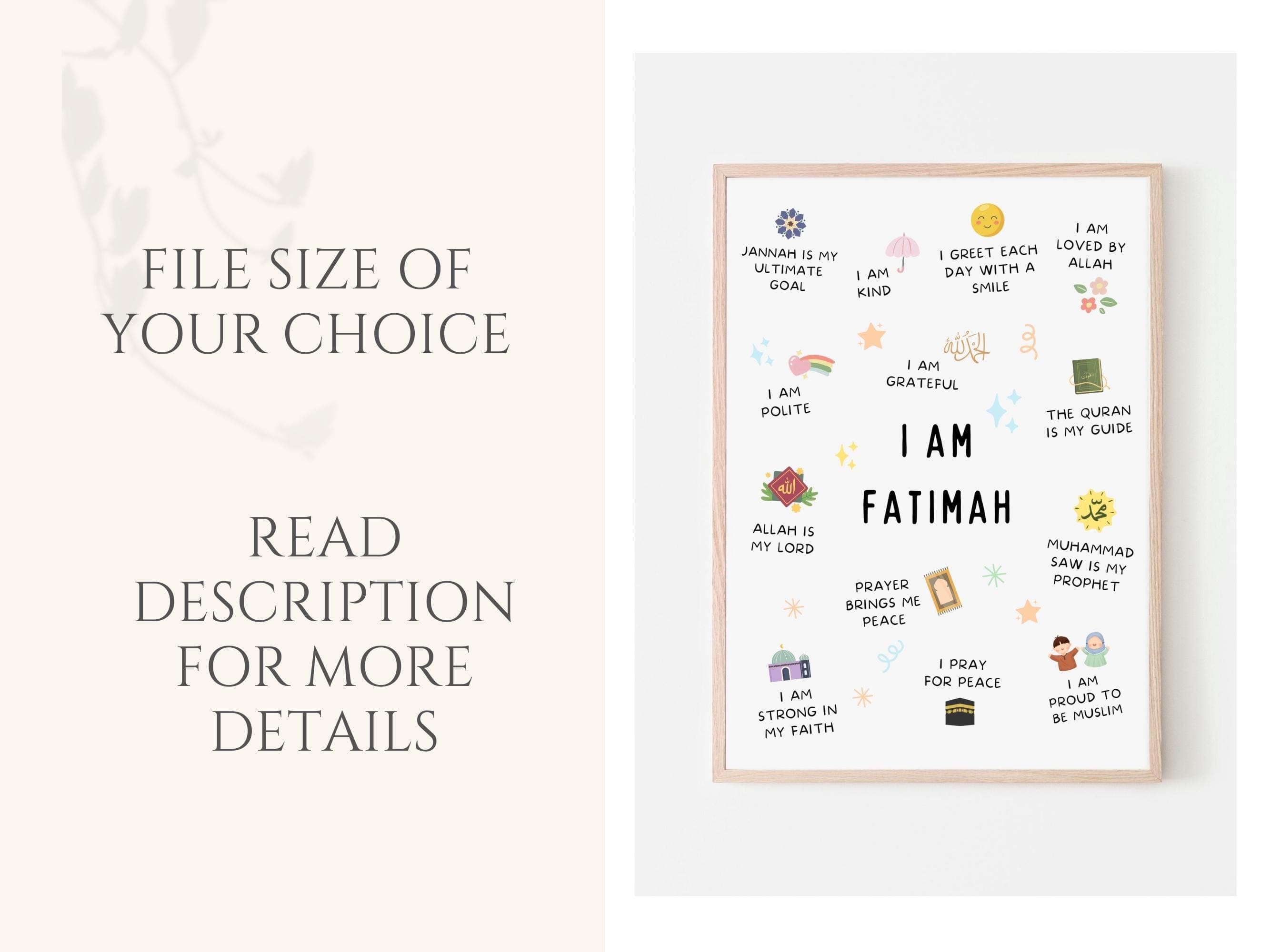 Personalised Islamic Wall Art, Islamic Affirmations Wall Art, Muslim Affirmations, Islamic Kids Wall Art, Muslim Kids, Islamic Kids Decor - image 5