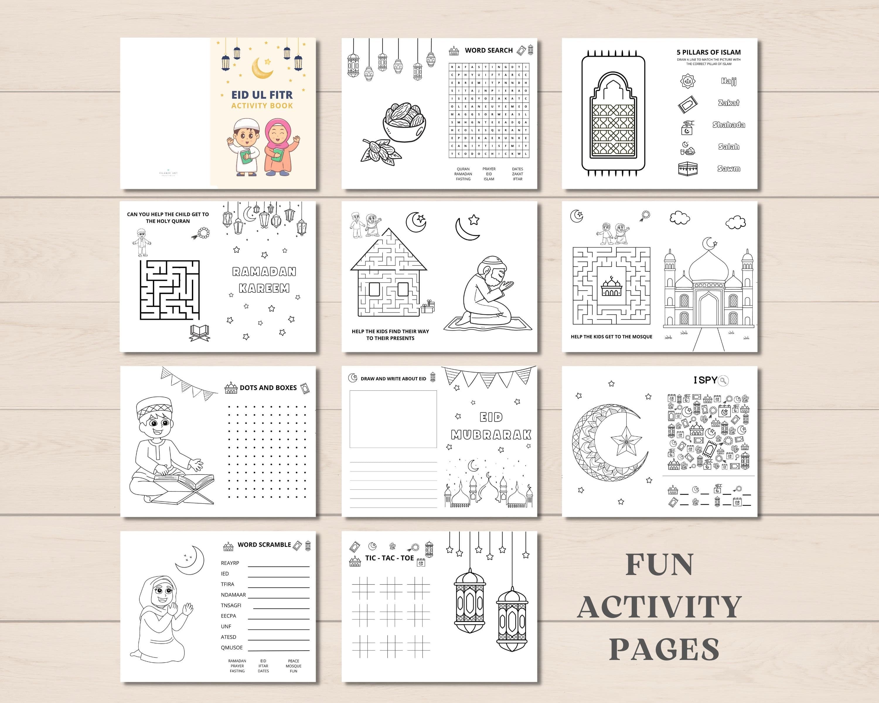 This Eid ul Fitr Activity Book is a perfect way to keep kids engaged. The PDF has fun Eid ul Fitr games and coloring sheets. It can also be used as a party favor.