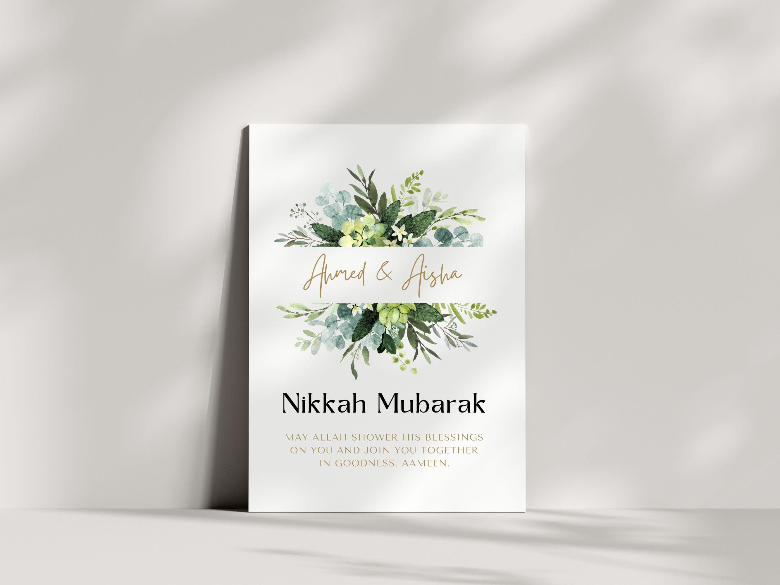 Celebrate a beautiful union with this personalised Nikkah Mubarak Card. Perfect for sending heartfelt wishes to a newlywed couple. This Our high-quality printable ensures that your sentiments are conveyed with grace and style.