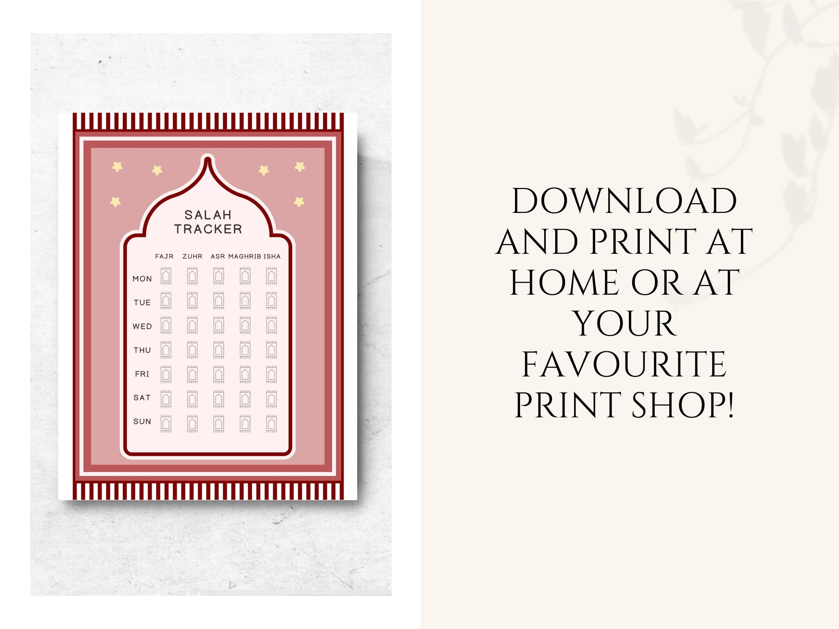 This Islamic Salah tracker is designed to help you build and maintain a consistent prayer routine, fostering spiritual growth and mindfulness.