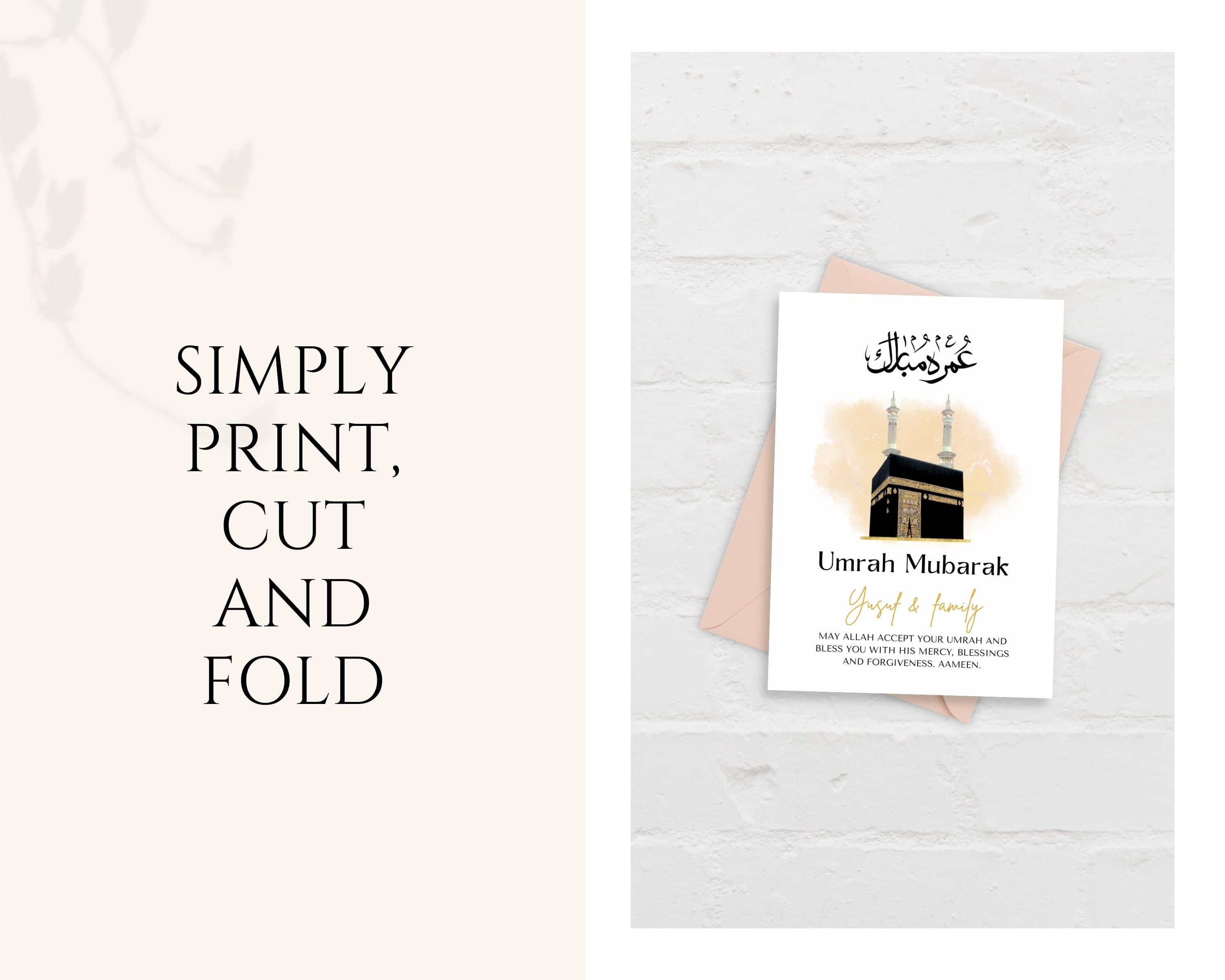 This beautiful Umrah Mubarak PDF card makes the perfect gift for the completion of Umrah. Perfect to gift Muslim family and friends.