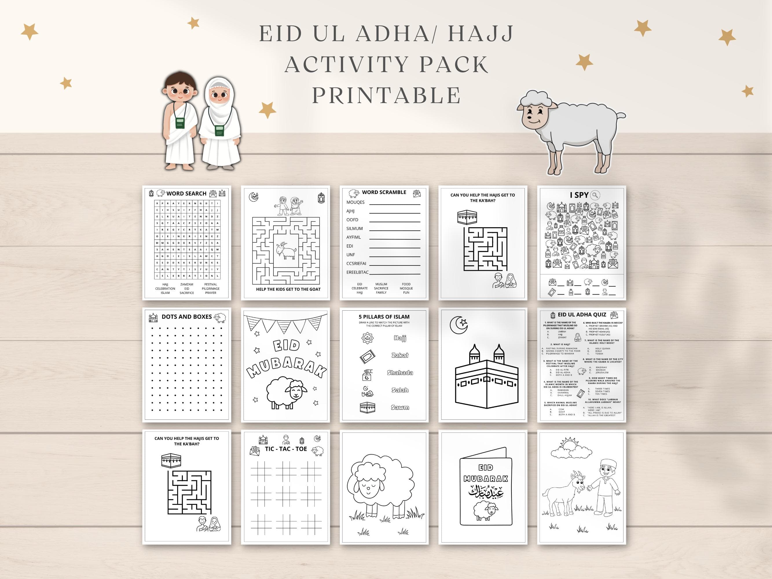 Eid ul Adha Activity, Eid Activity Printable, Hajj Kids Activity, Eid ul Adha Printable, Eid al Adha Coloring, Eid al Adha Kids Activity