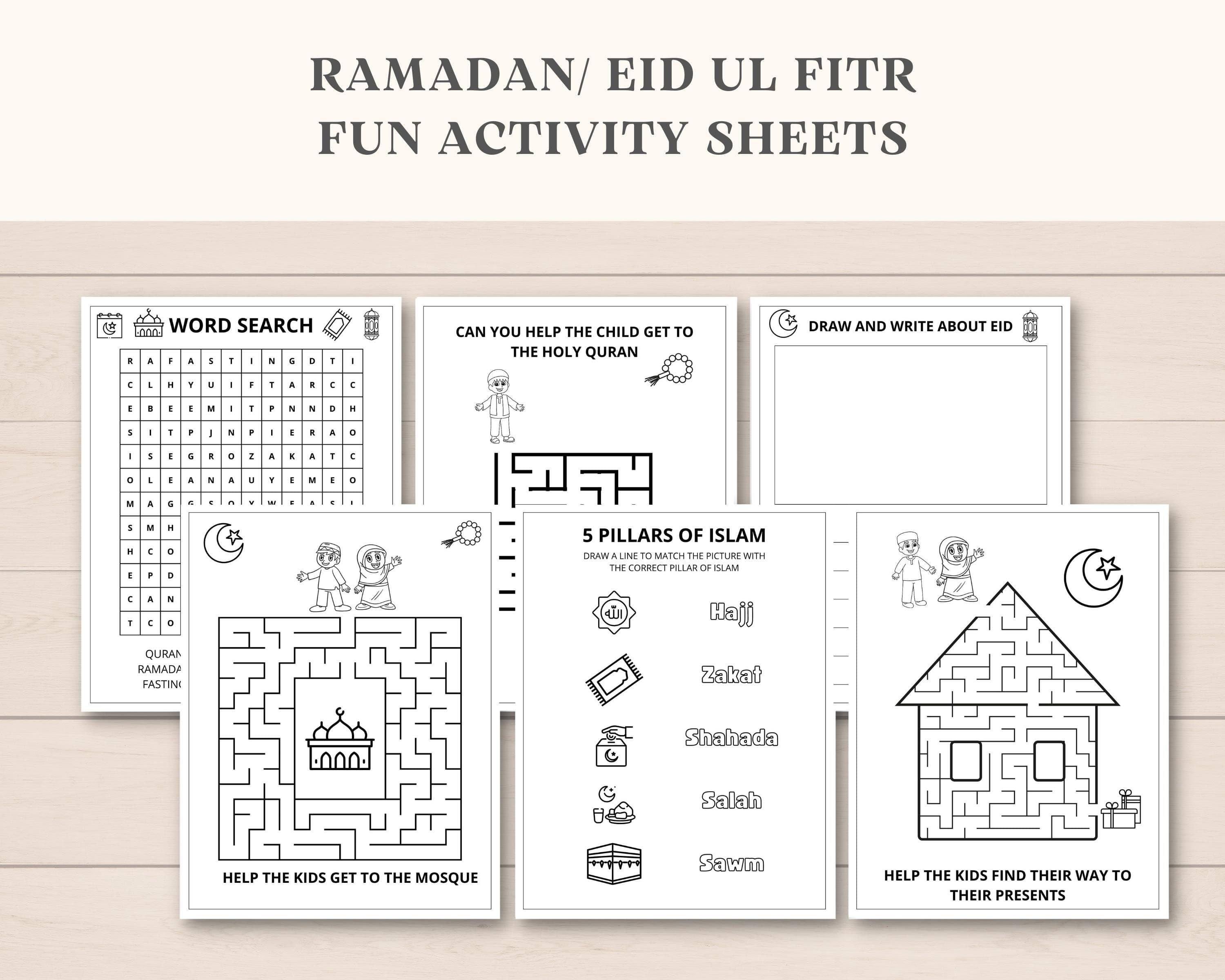This Eid ul Fitr Activity Book is a perfect way to keep kids engaged. The PDF has fun Eid ul Fitr games and coloring sheets. It can also be used as a party favor.