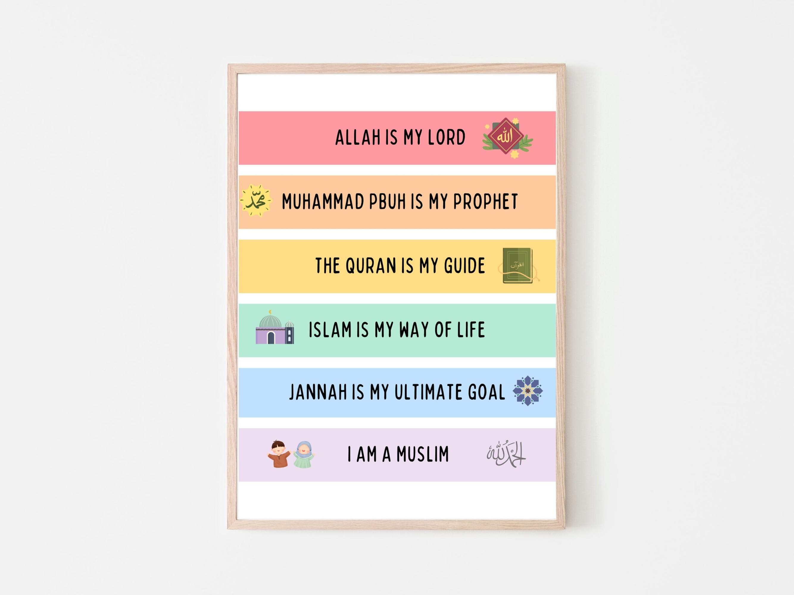 This Islamic Kids  wall art is a wonderful addition to any child's bedroom or playroom. These vibrant and engaging designs, rooted in Islamic values are perfect for Muslim Kids.
