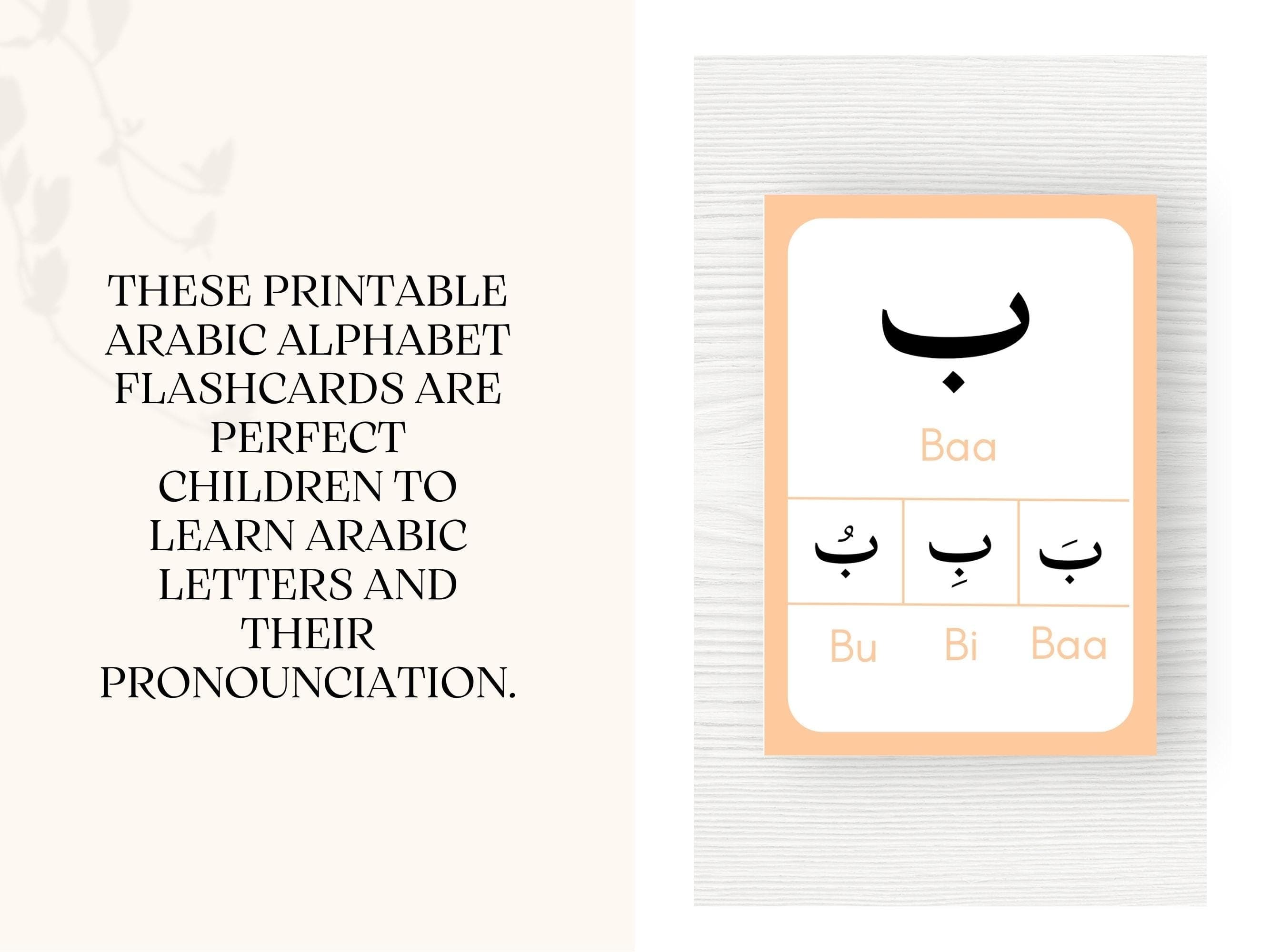 Make learning Arabic easy with these printable Arabic Alphabet Vowel Flashcards!