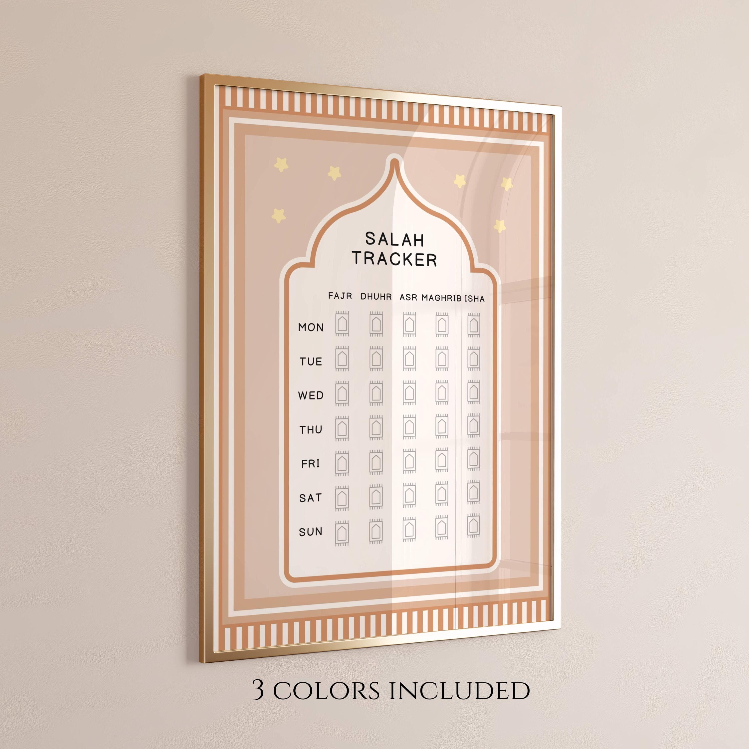 Salah Tracker Printable, Daily Salah Tracker, Salah Chart, Prayer Chart Kids, Prayer Tracker, Islamic Lifestyle, Muslim Routine, Salah Sheet