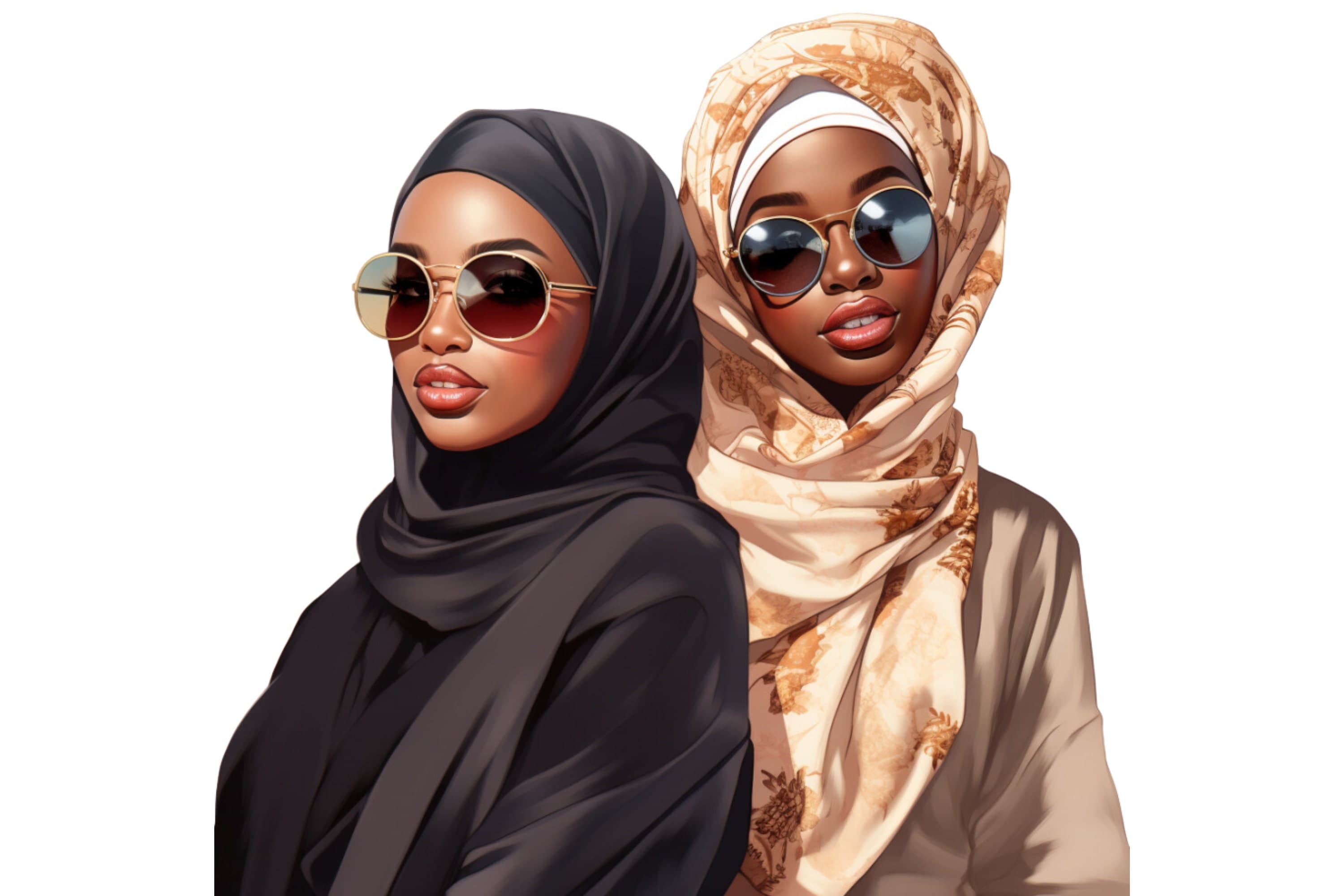 Muslim Hijabi Girl Clipart, Watercolor Art, African Girls, Black Muslim Girls, Islamic Art, Muslim Anime Girl, Muslim Cartoon, PNG, SVG - image 4