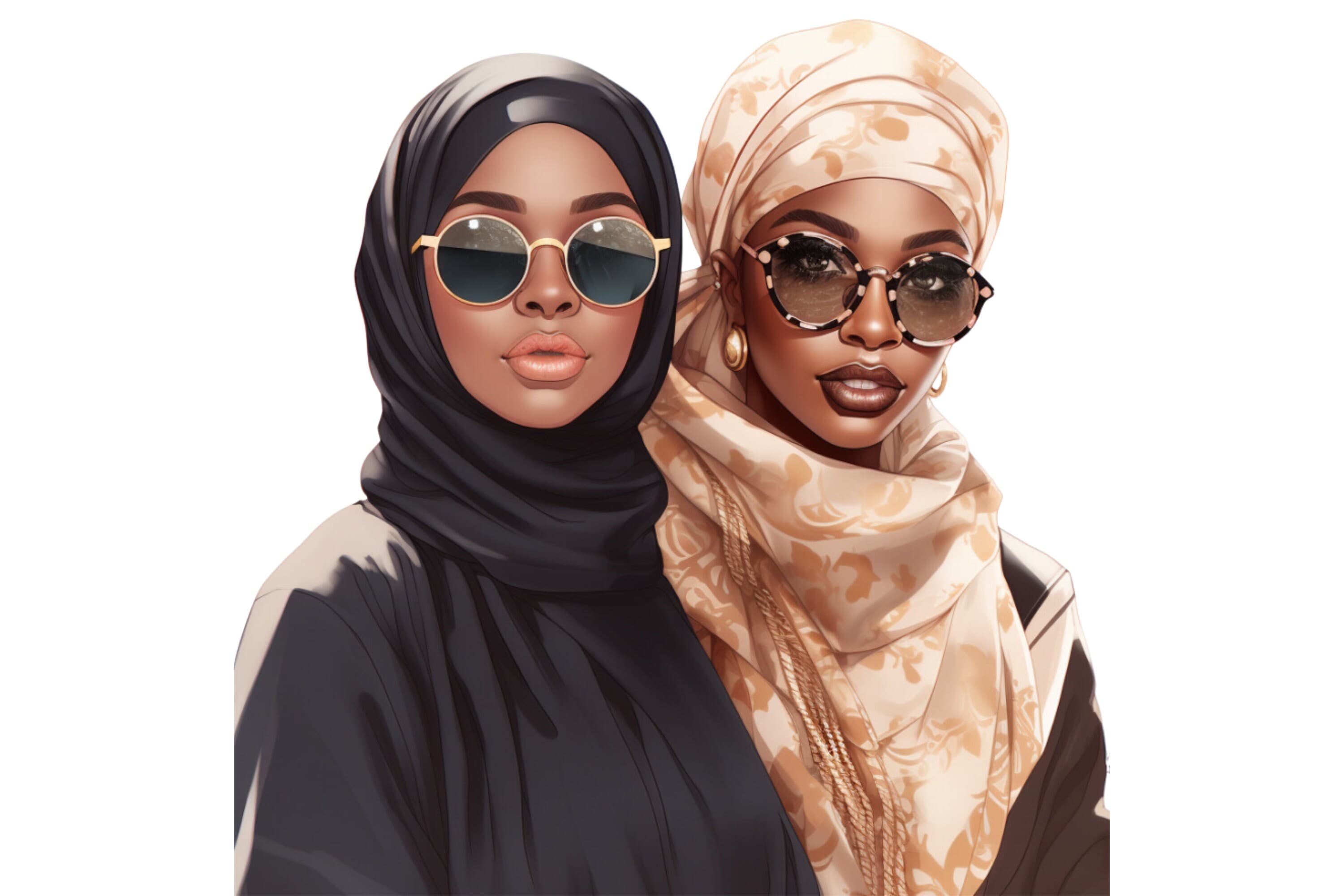Muslim Hijabi Girl Clipart, Watercolor Art, African Girls, Black Muslim Girls, Islamic Art, Muslim Anime Girl, Muslim Cartoon, PNG, SVG - image 5