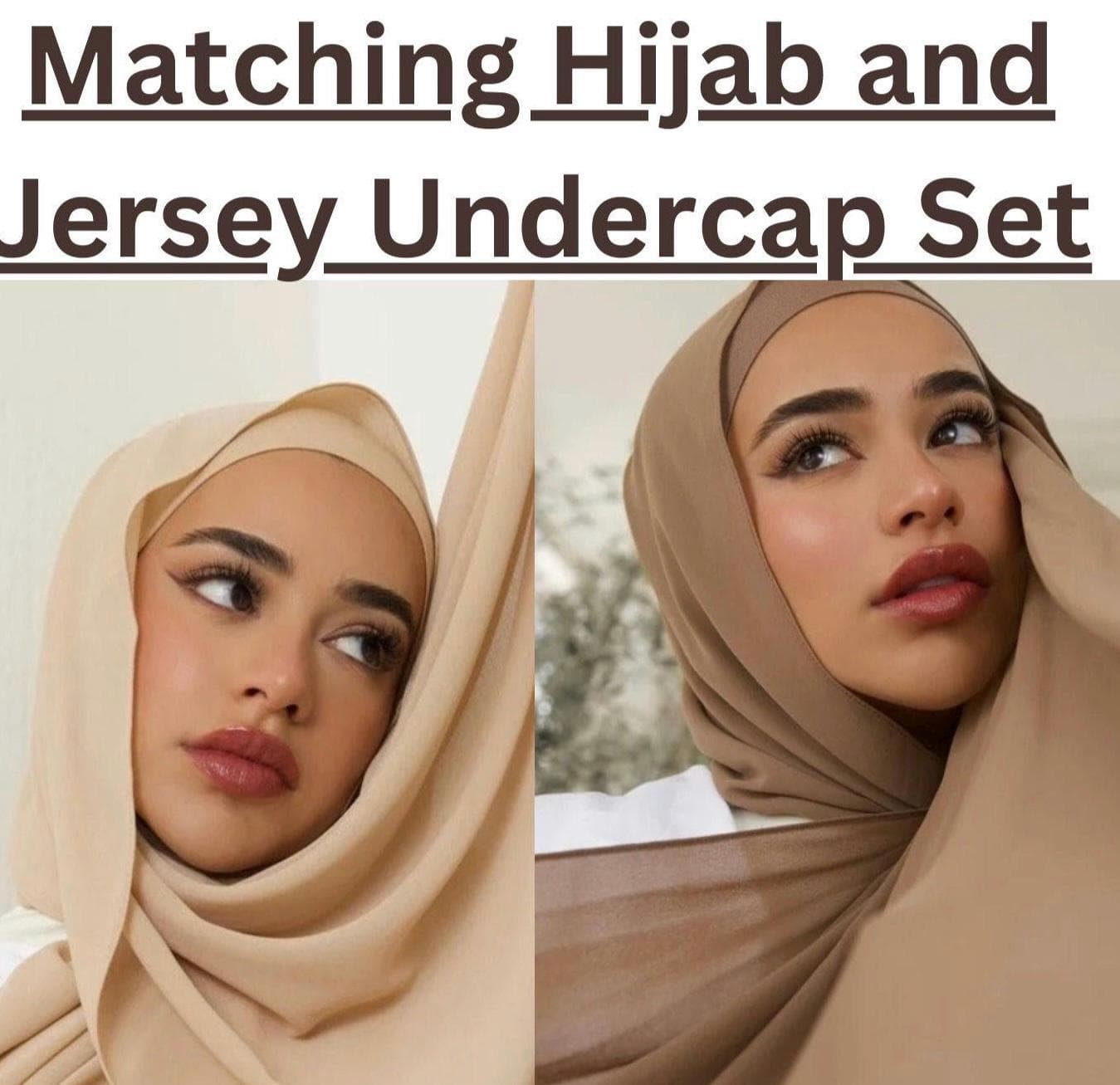 HIJAB & CAP set chiffon scarves and undercap jersey set shawl matching set premium dubai hijab emirati hijab gift set, jersey hijab
