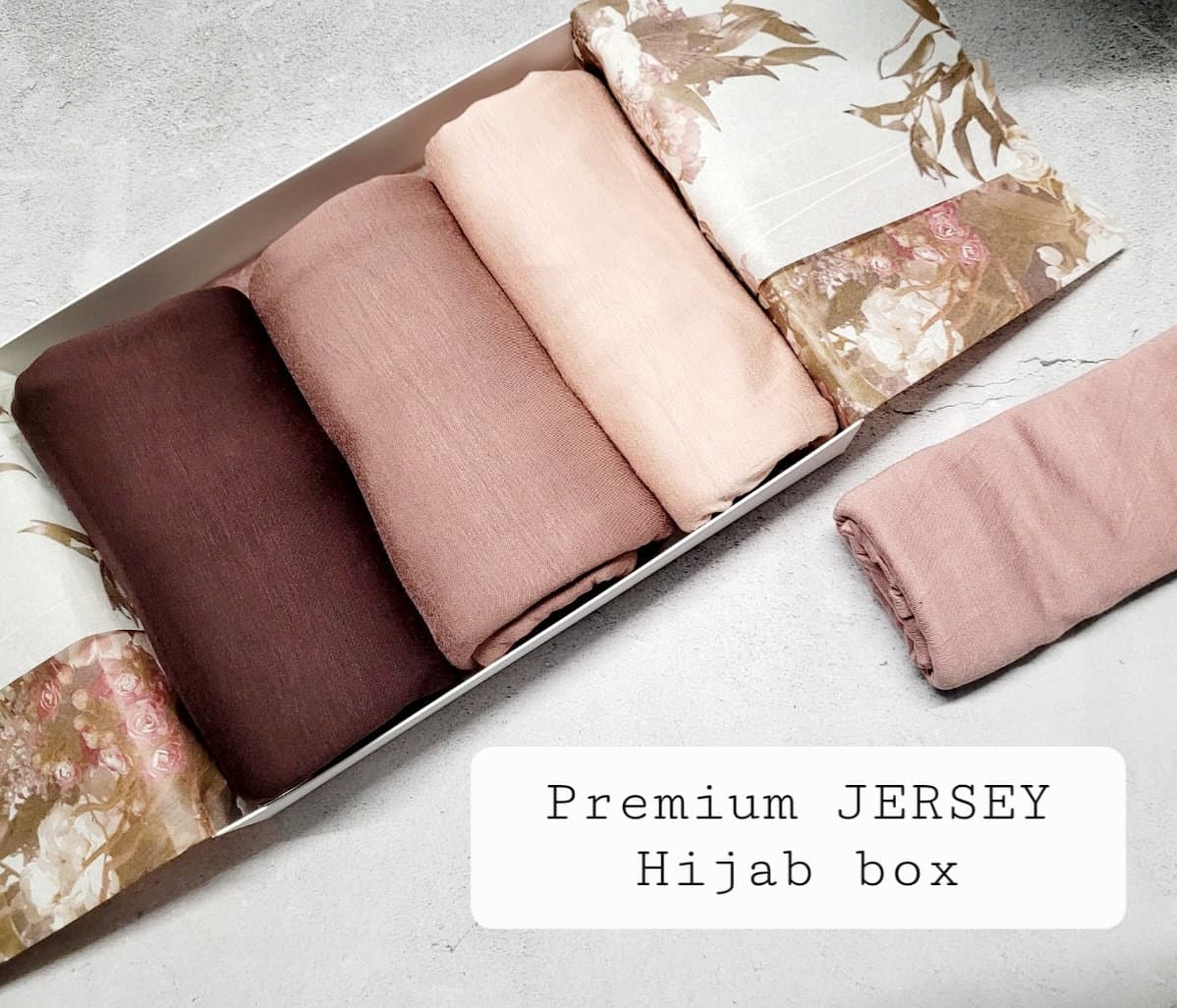 PREMIUM Hijab gift set box JERSEY hijab set box gift for her, jersey hijab satin scarves set, scarf gift set personalised umrah