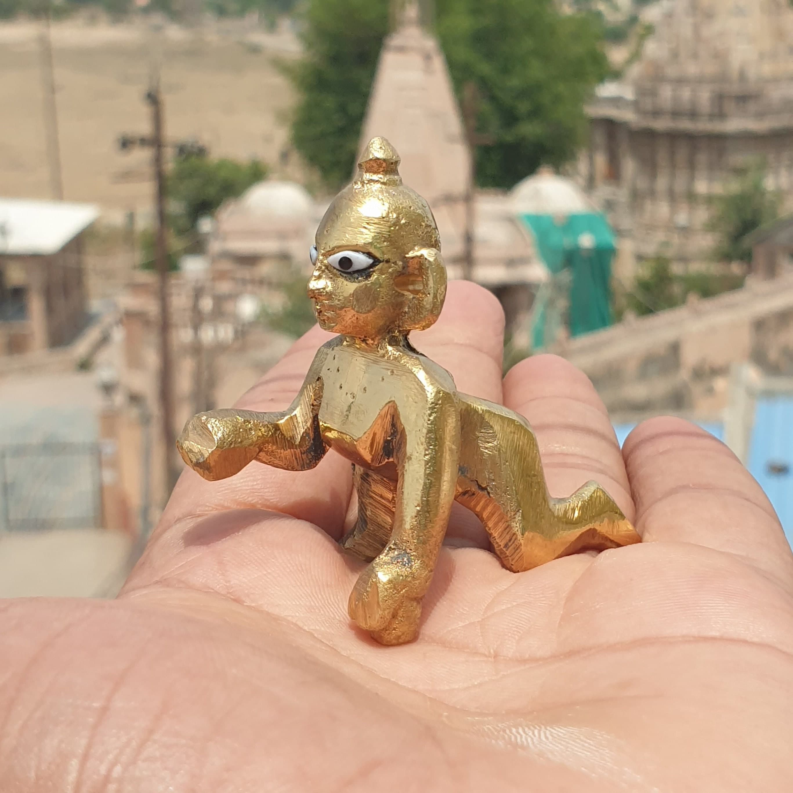 Brass Laddu Gopal Idol: Panchdhatu Baby Krishna Statue