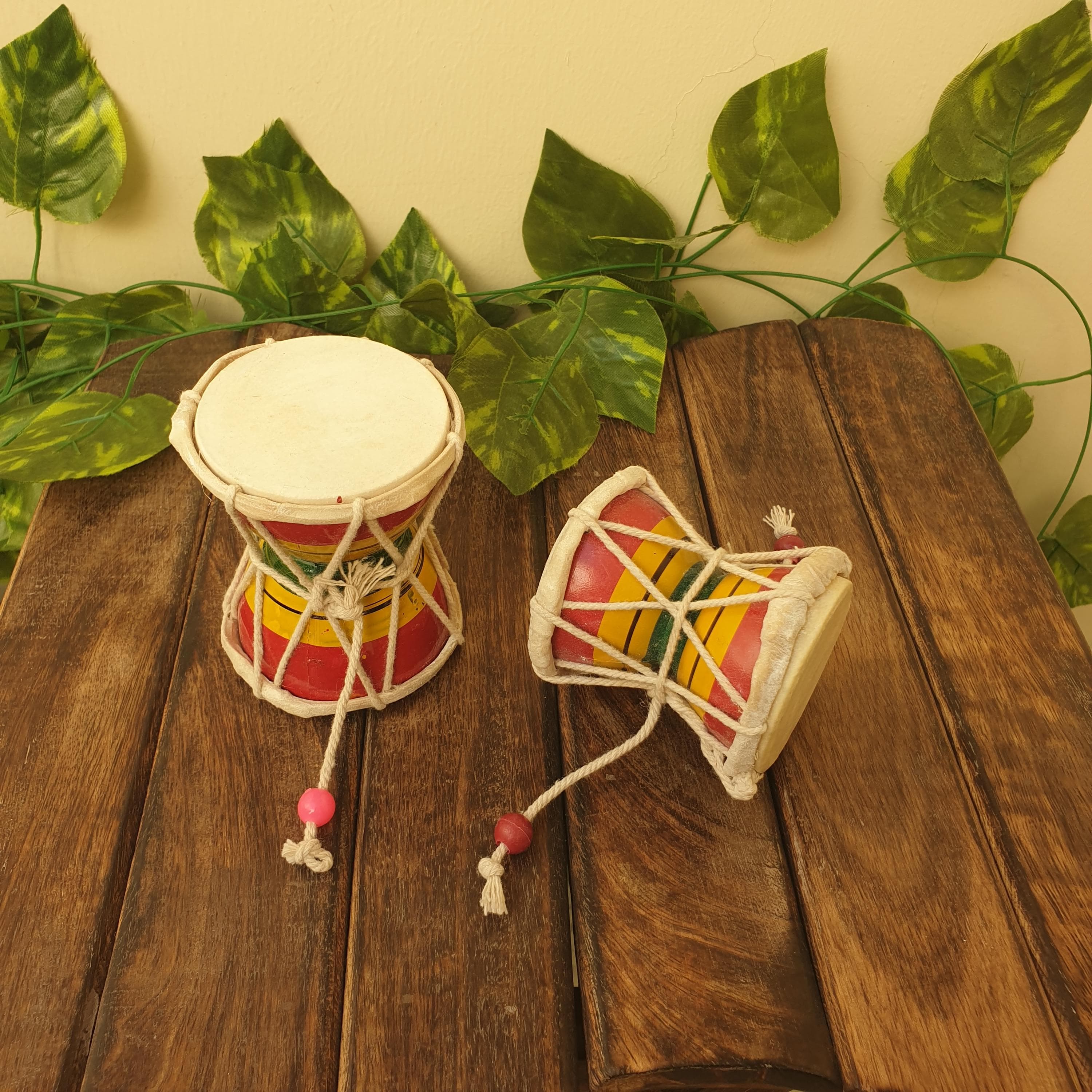 Handmade Wooden Damroo (Damru) – Lord Shiva Musical Prayer Drum