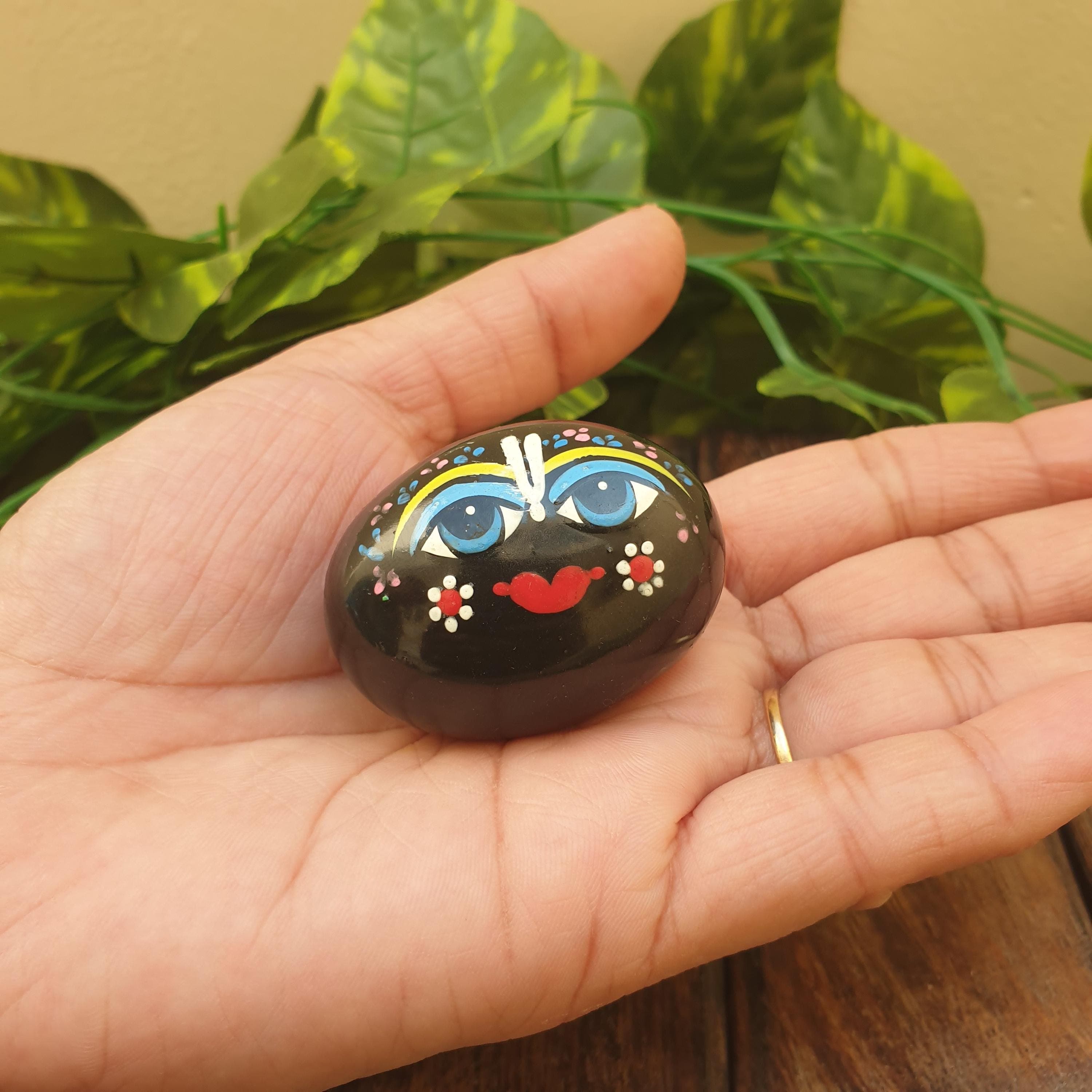 Rare Black Shaligram Stone: Gandaki River Saligramam, Laddu Gopal (2x2 Inch)