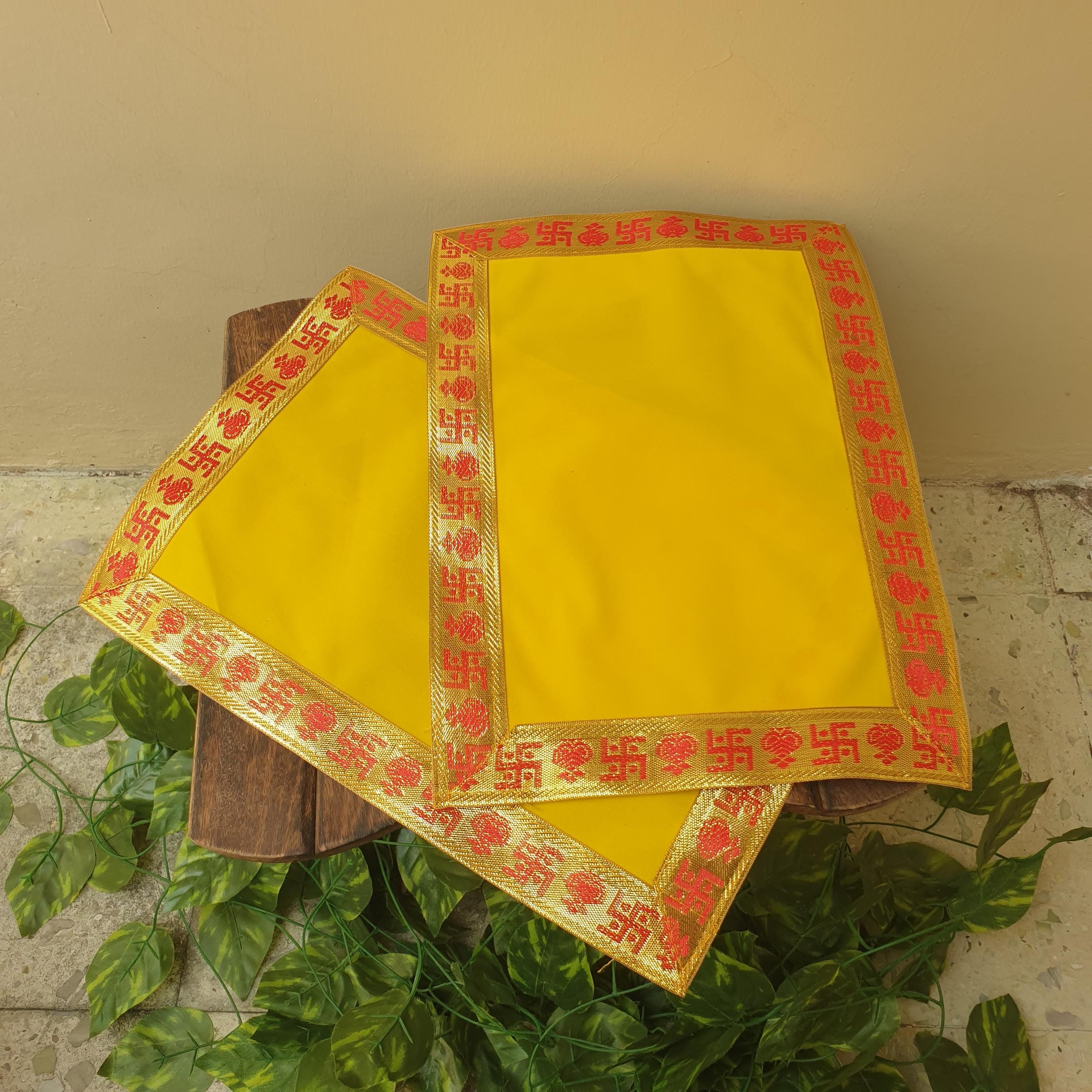yellow velvet pooja aasan,
hindu prayer mat velvet,
velvet pooja mat pack of 2,
pooja chowki cloth yellow,
hindu mandir aasan cloth,
velvet asan for pooja,
aasan for god idols,
pooja altar cloth velvet,
pooja room decorative cloth,