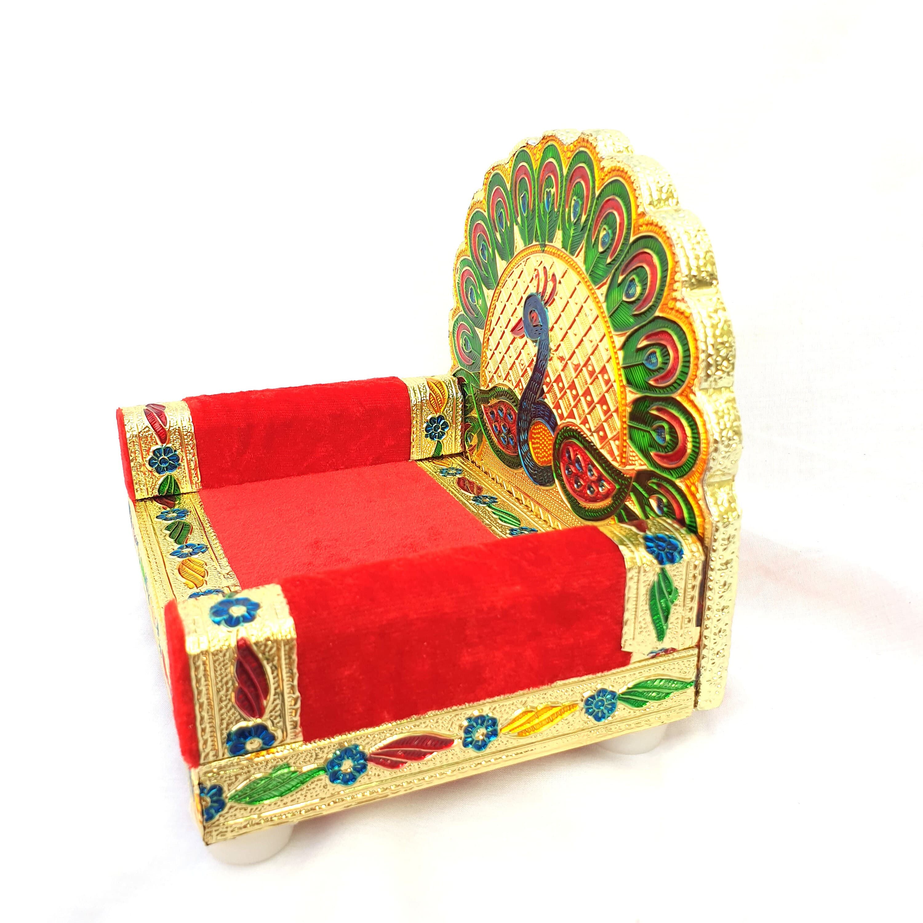 singhasan for laddu gopal , singhasan for god , singhasan for ganpati , chowkis , wooden , laddu gopal , bajot , bethak , wooden singhasan for god , minakari , handicraft , vyasasana for god