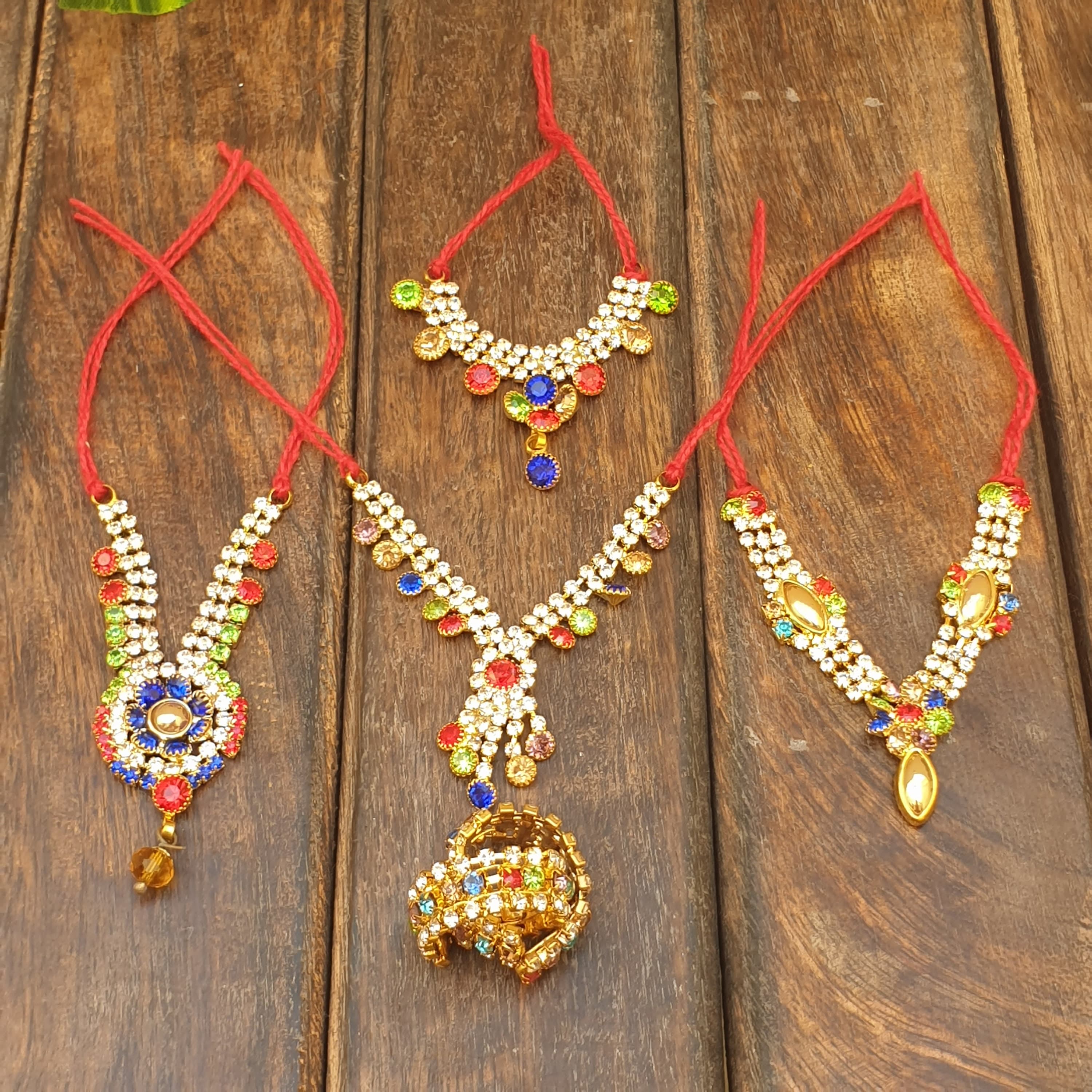 krishna and radha, indian jewellery ,laddu gopal poshak, krishna outfit, laddu gopal shringar , god clothes,bal gopal dress, krishna jewelry,krishna statue, god mala,idol mala, krishna ornaments, spiritual Jewellery, temple accessories