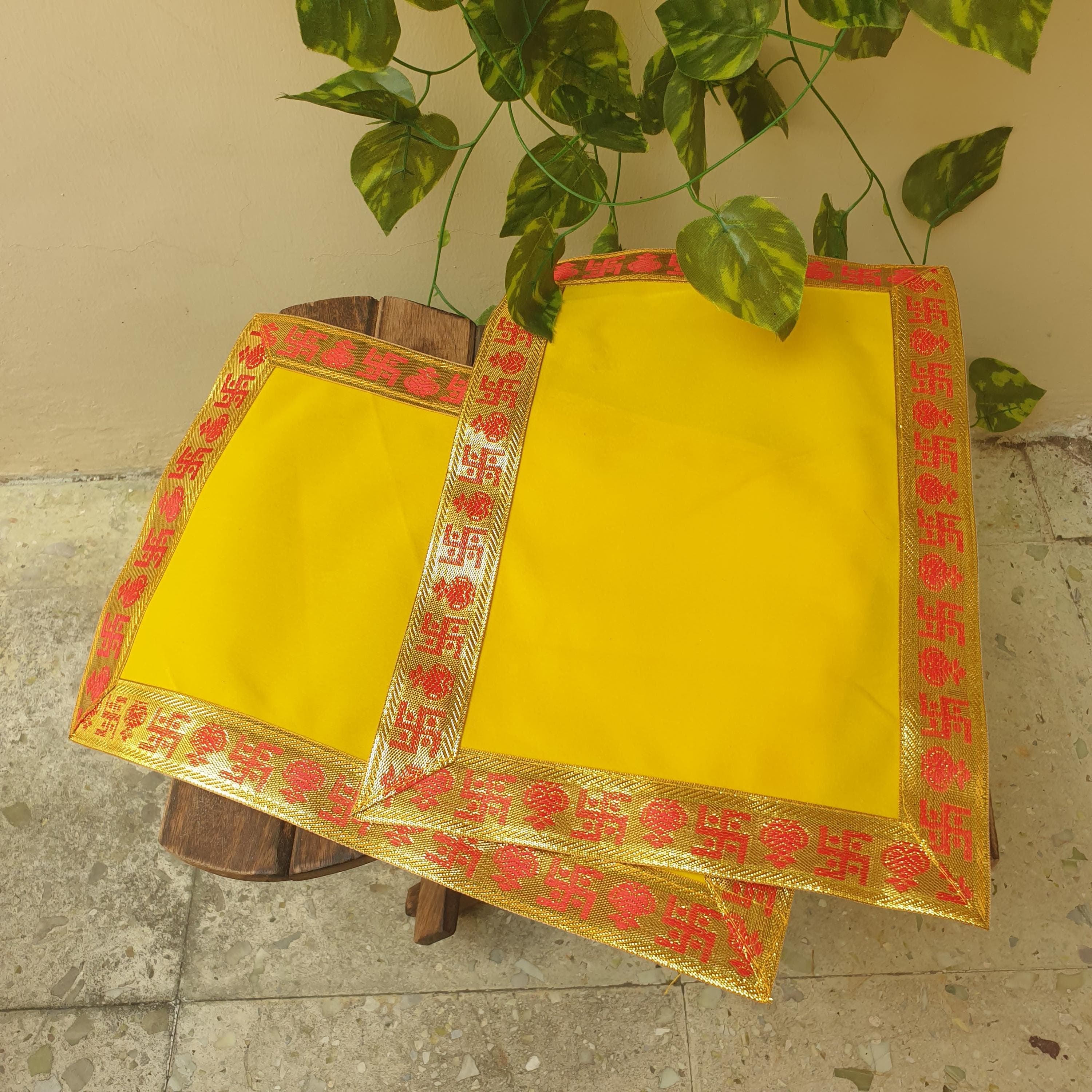 yellow velvet pooja aasan,
hindu prayer mat velvet,
velvet pooja mat pack of 2,
pooja chowki cloth yellow,
hindu mandir aasan cloth,
velvet asan for pooja,
aasan for god idols,
pooja altar cloth velvet,
pooja room decorative cloth,