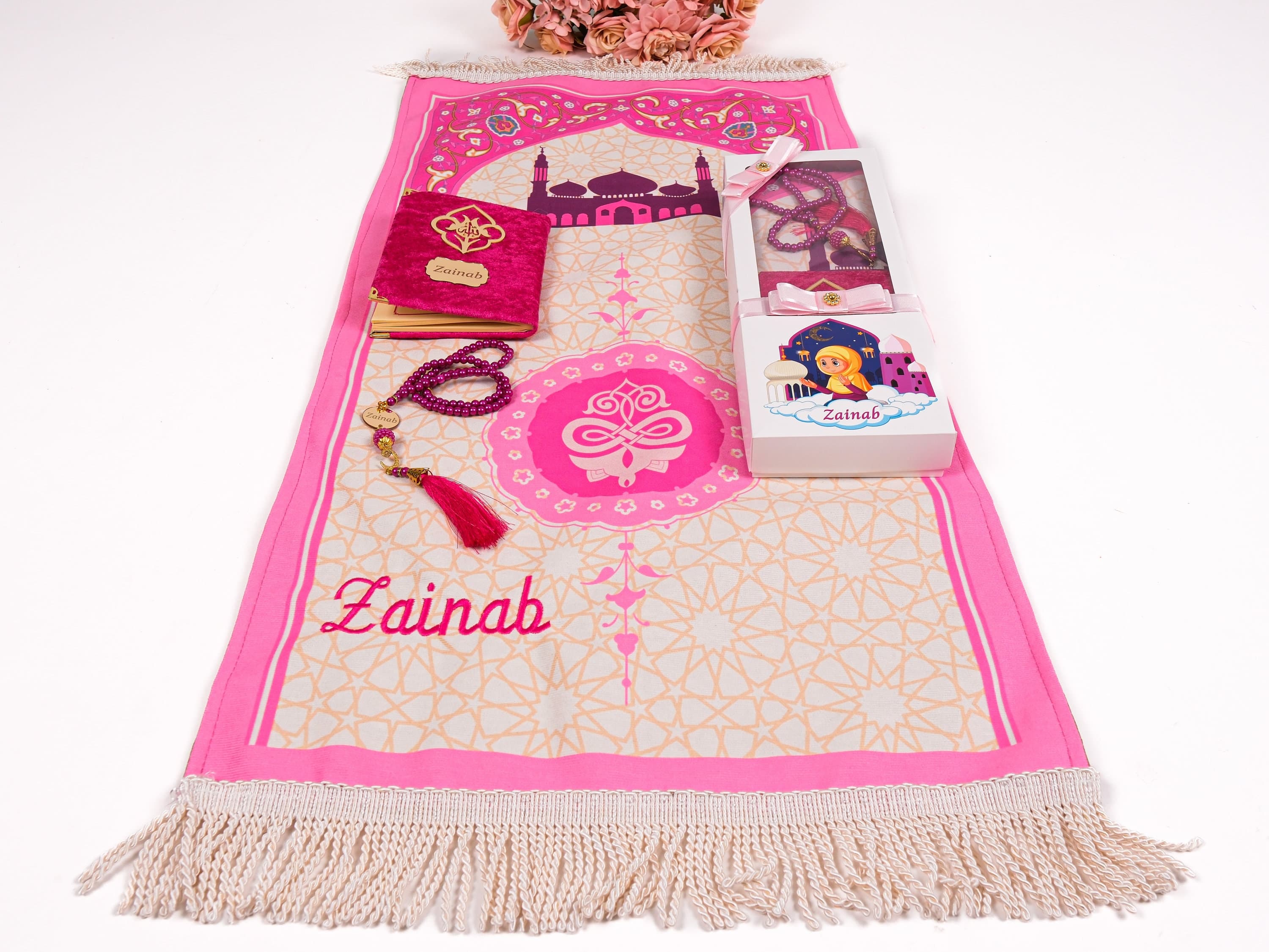 Personalized Kids Prayer Mat Gift Set: Quran & Tasbih, Ramadan Eid Gift