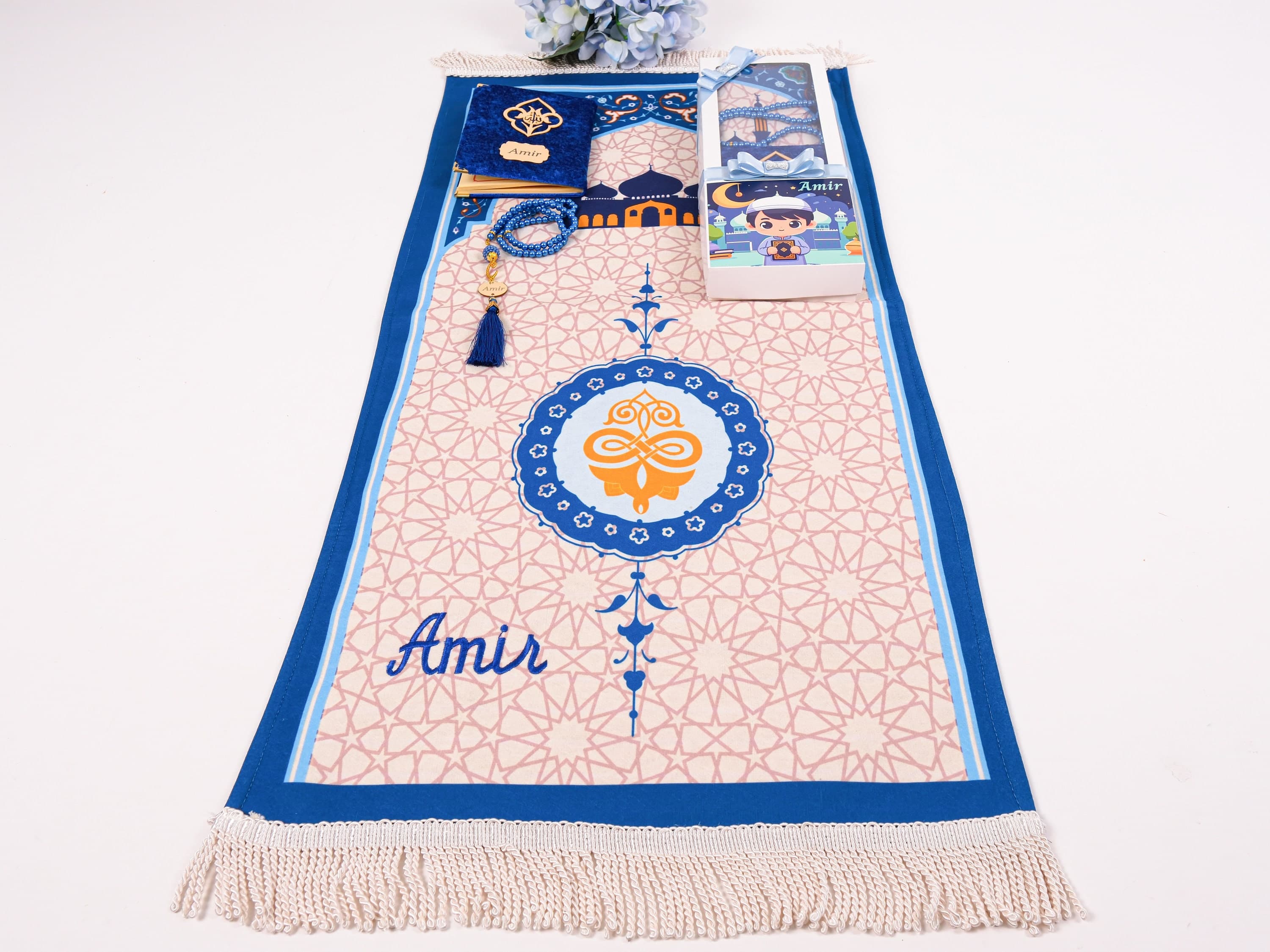 Personalized Kids Prayer Mat Gift Set: Quran & Tasbih, Islamic Gifts - image 3