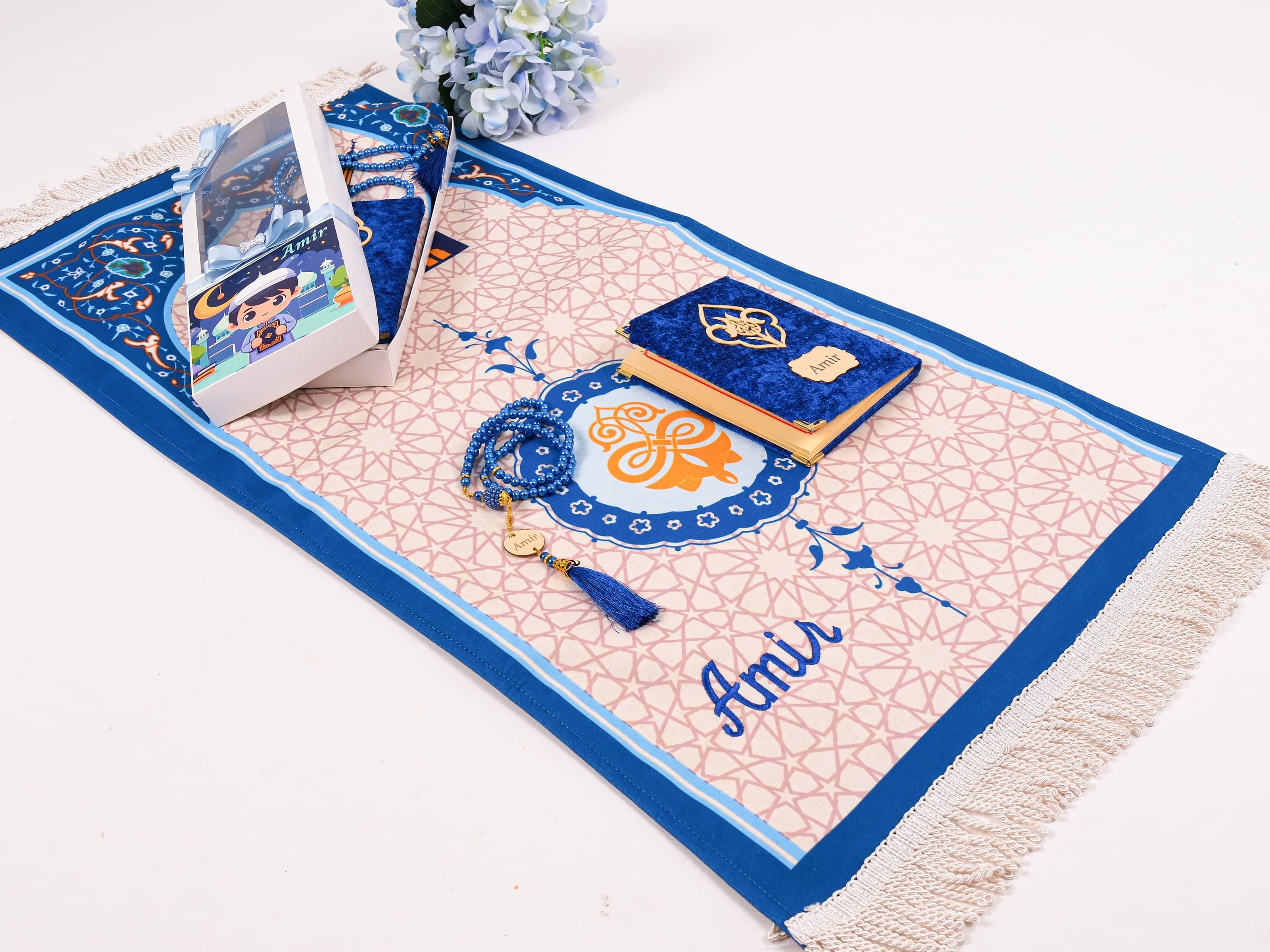 Personalized Kids Prayer Mat Gift Set: Quran & Tasbih, Islamic Gifts