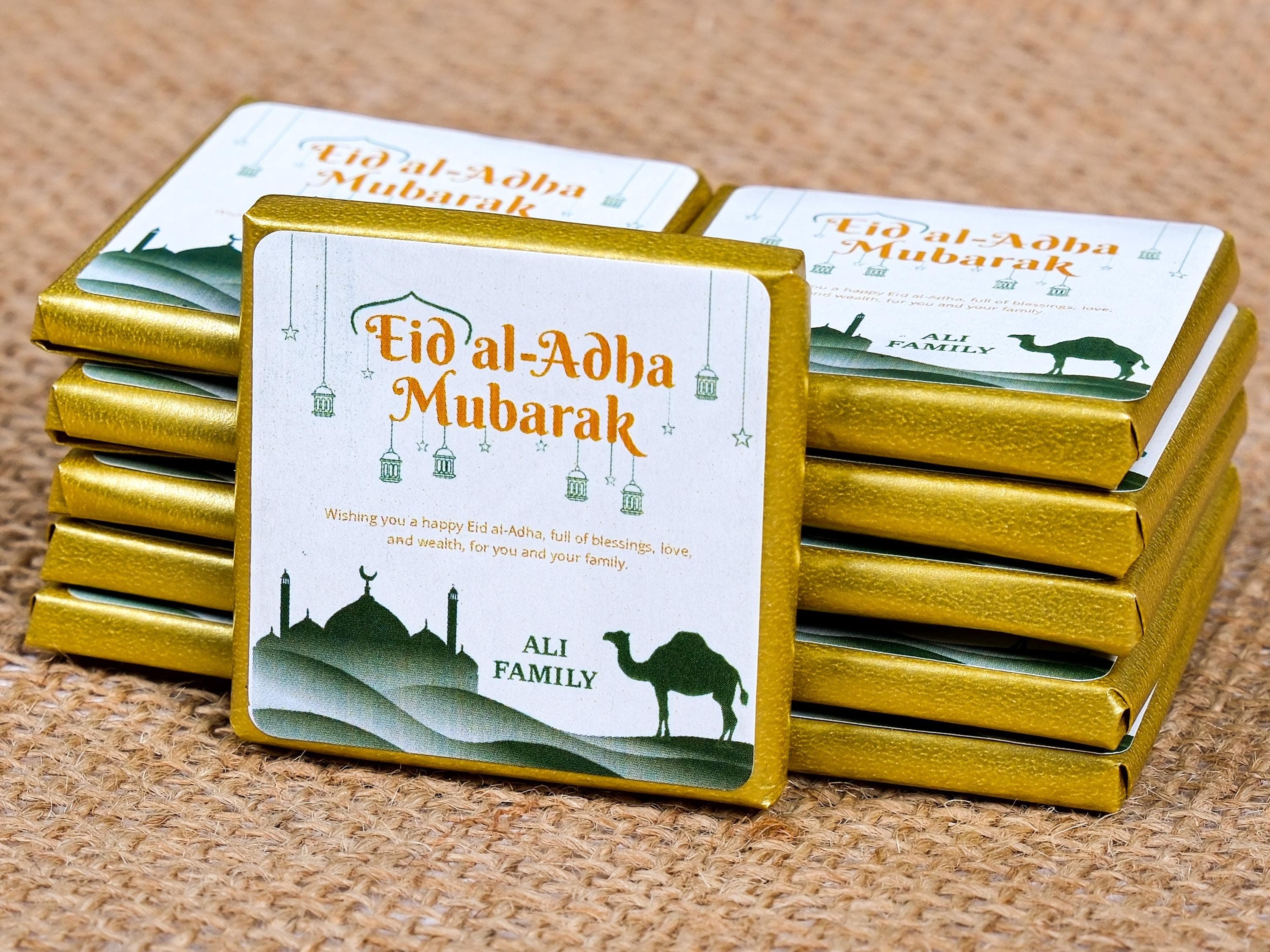 Single Eid Al-Adha Chocolate Favors: Custom Eid Mubarak Gifts