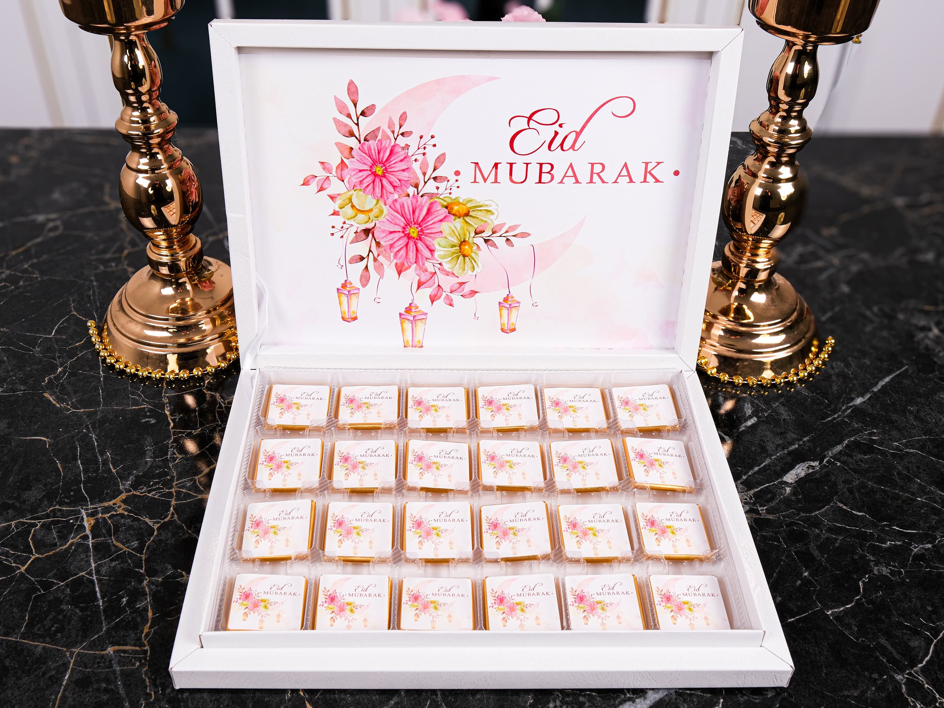 24 PCS with Box Eid Mubarak Chocolate Favors Box: Islamic Party Gifts