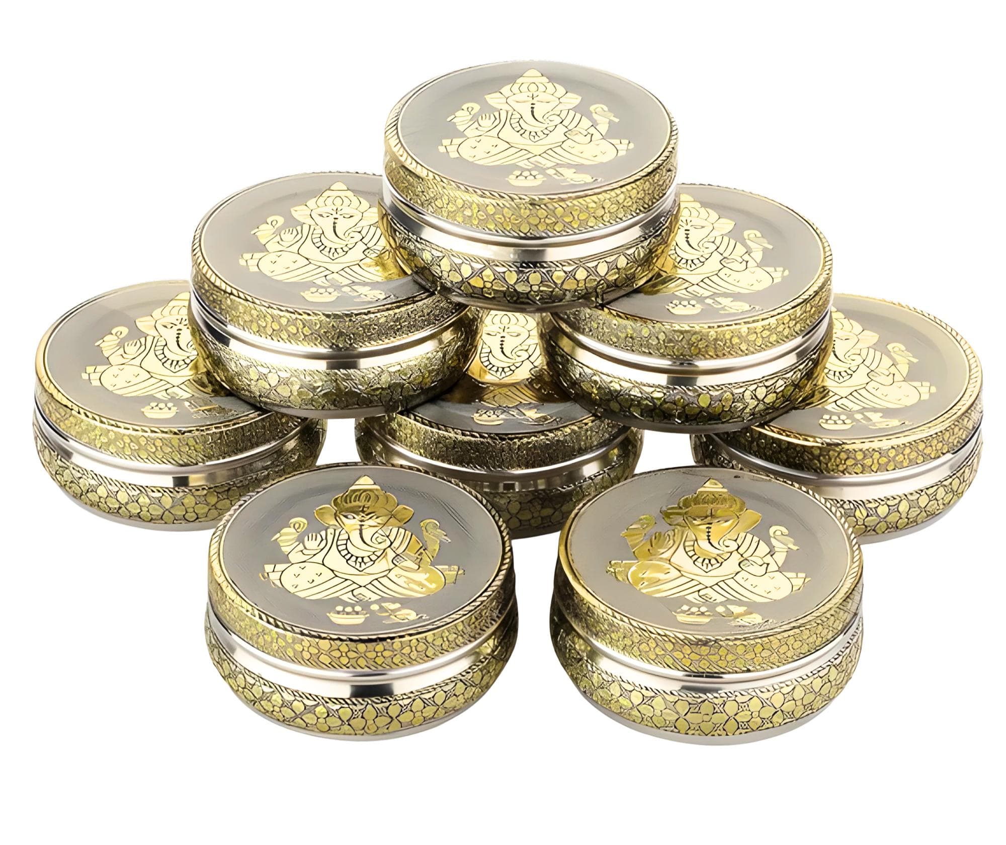 Meenakari Ganesh Stainless Steel Container, Indian Wedding Favor