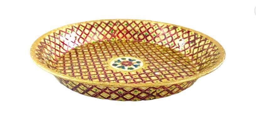 Handmade Meenakari Steel Parat: Traditional Indian Dough Kneading Plate - image 3