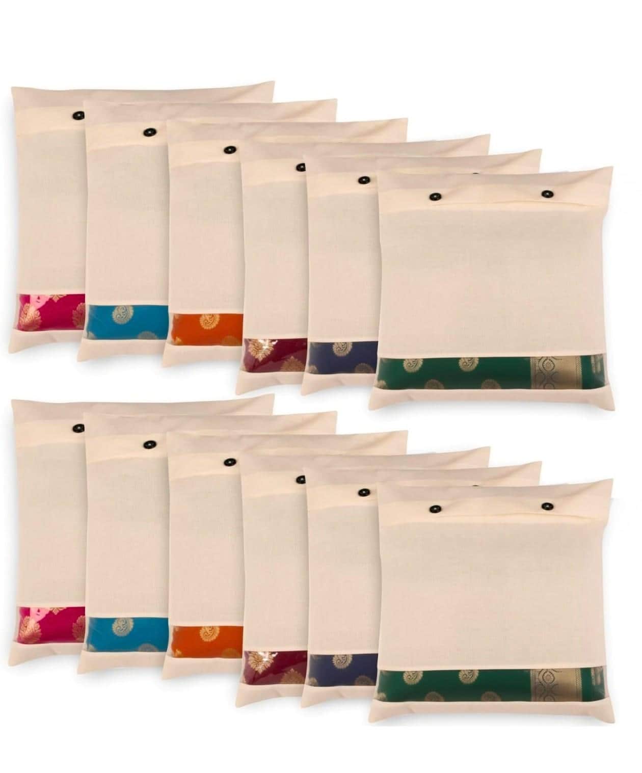 Cotton Saree Storage Bags with Transparent Window (Set of 12)