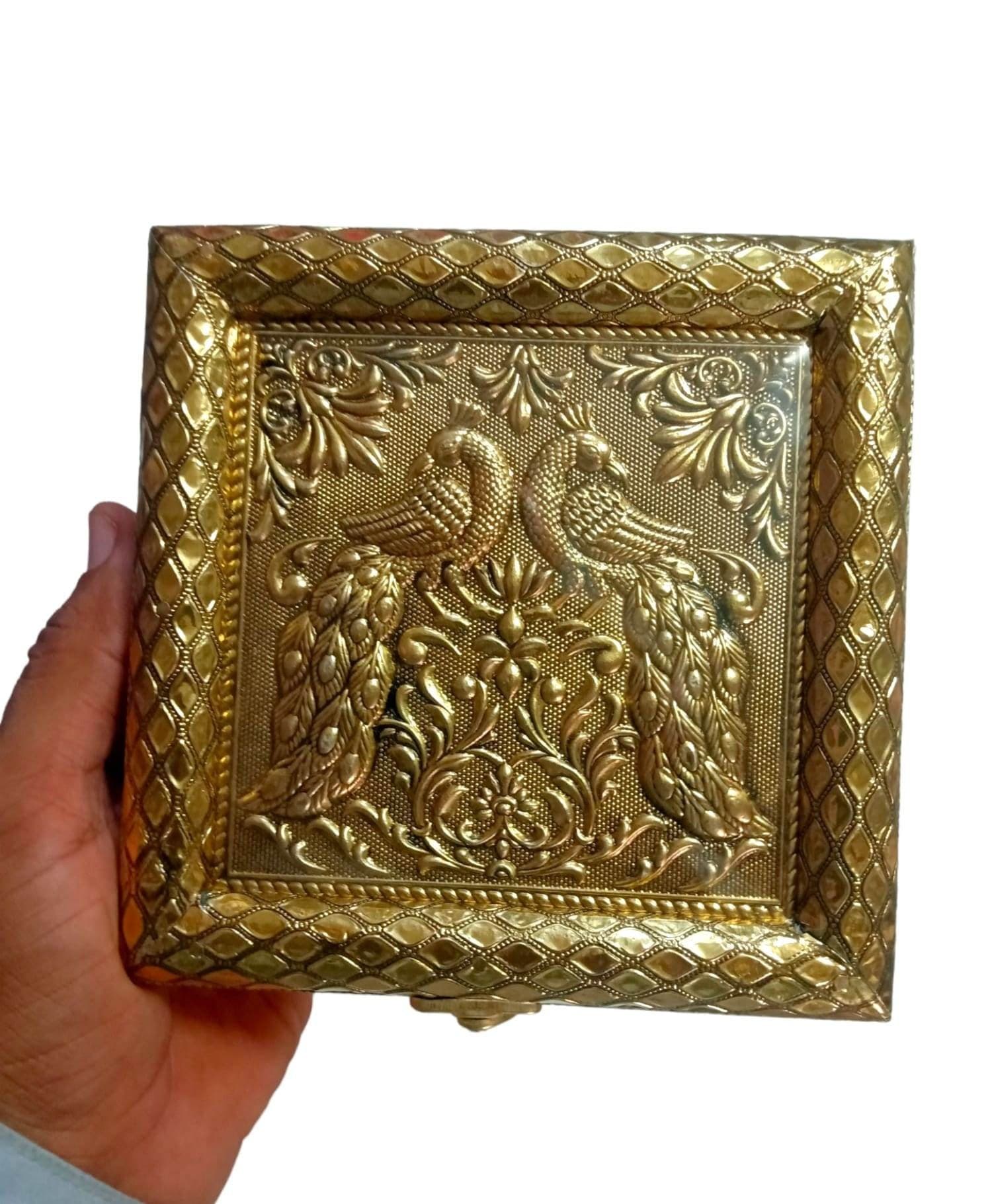 Handmade Wooden Dry Fruit Box, Peacock Design, Indian Decorative Box - image 5