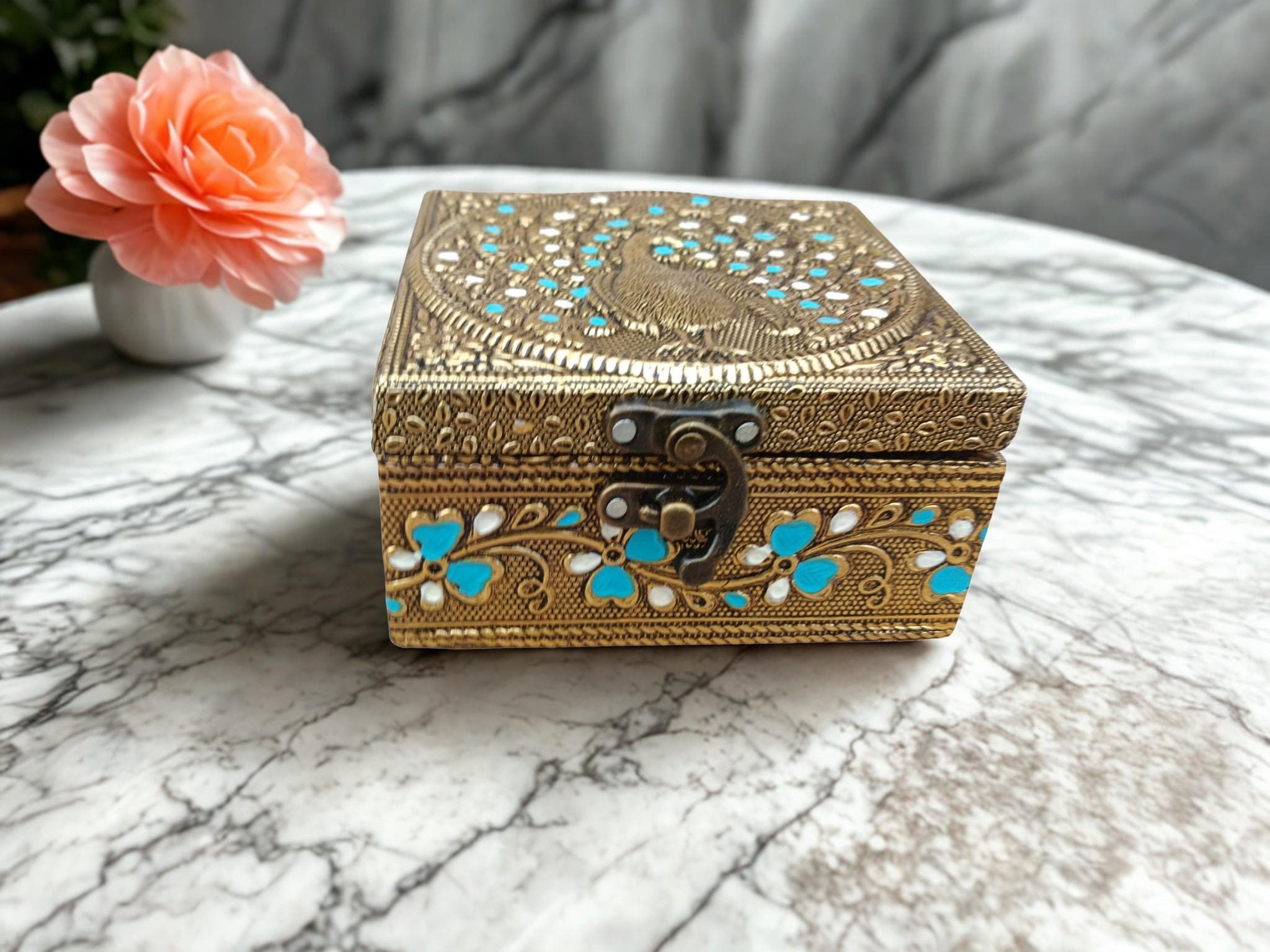 Meenakari Jewelry Box | Handmade Oxidized Wood Vanity Storage