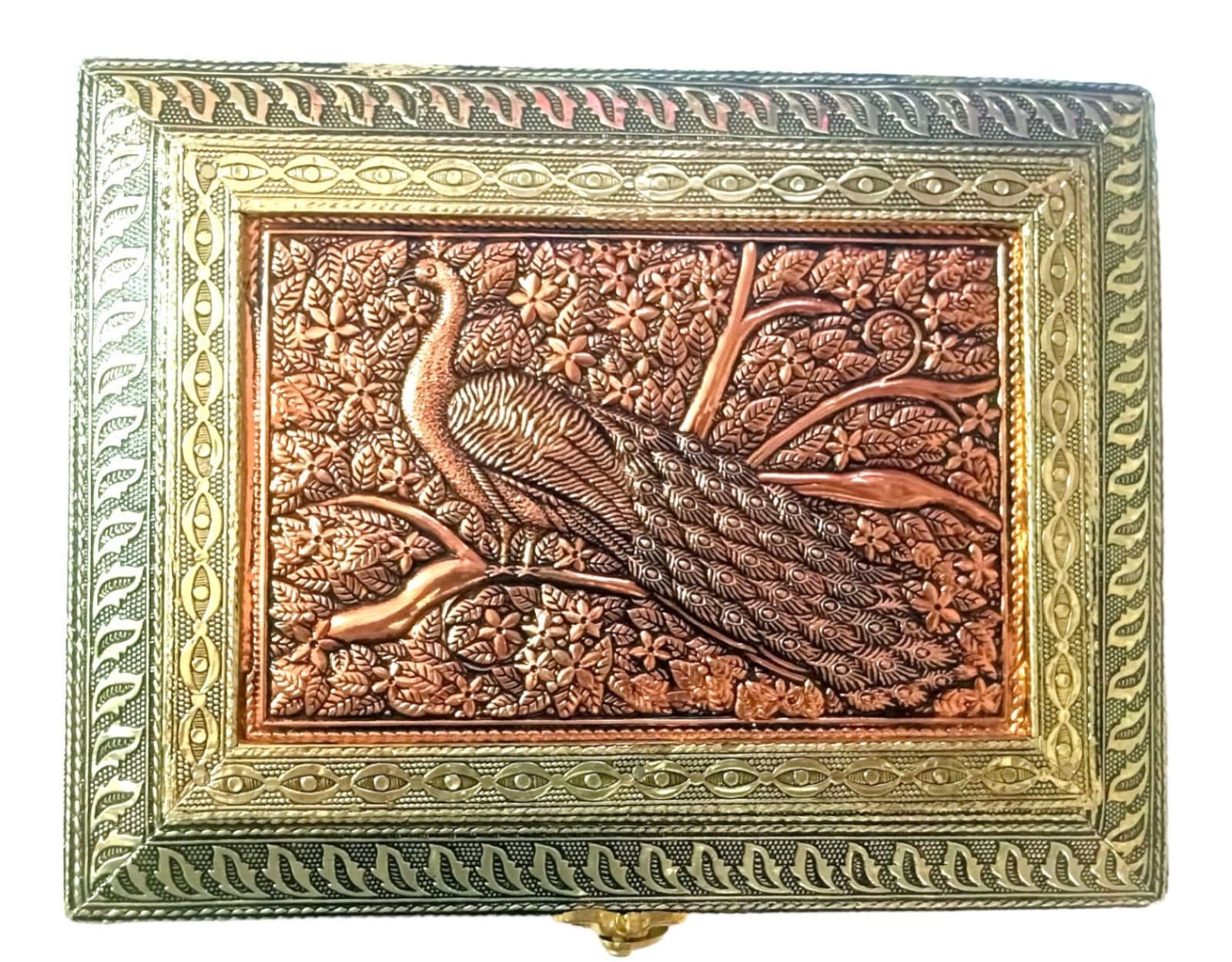 Handmade Wooden Dry Fruit Box: Peacock Design, Indian Wedding Favor