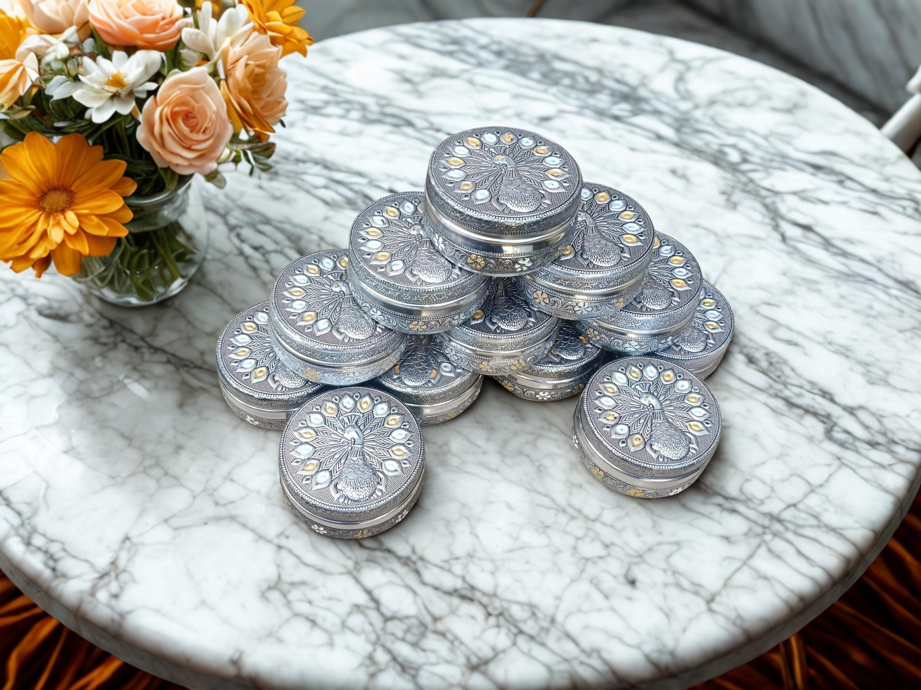 Meenakari Dabba Box – Handcrafted Oxidized Stainless Steel Container