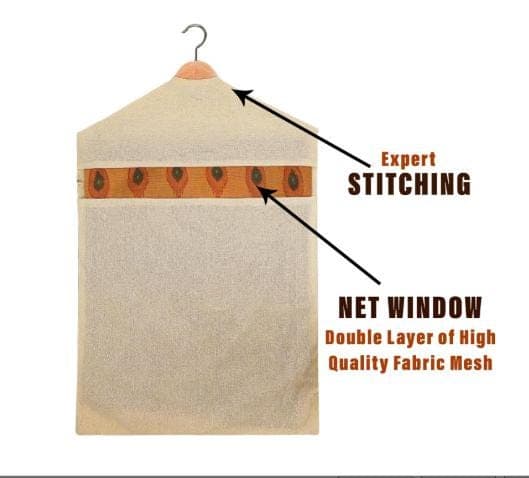 Pure Cotton Reusable Handmade Garment Cover, Eco-Friendly Clothes Storage with Net Window. - image 4