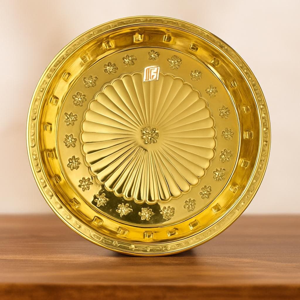 Pure Brass Parat – Traditional Indian Mixing & Serving Plate (16 Inch)