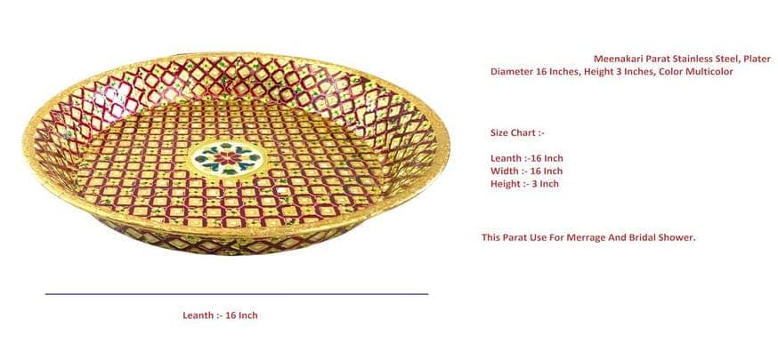 Handmade Meenakari Steel Parat: Traditional Indian Dough Kneading Plate - image 4