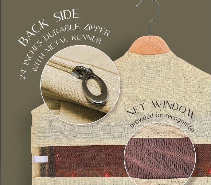 Pure Cotton Reusable Handmade Garment Cover, Eco-Friendly Clothes Storage with Net Window. - image 5