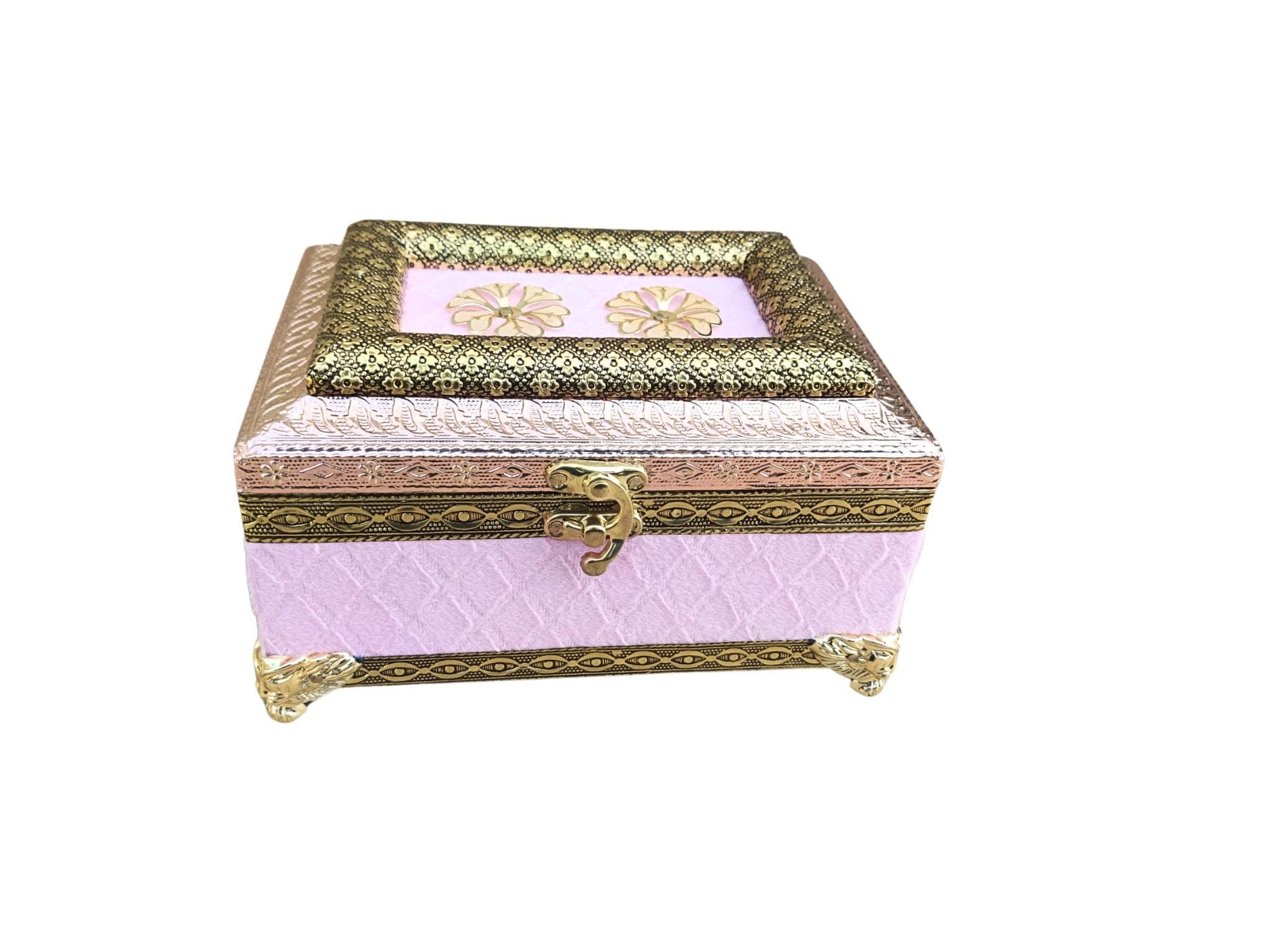 Meenakari Velvet Dry Fruit & Jewelry Box with Glass Jars