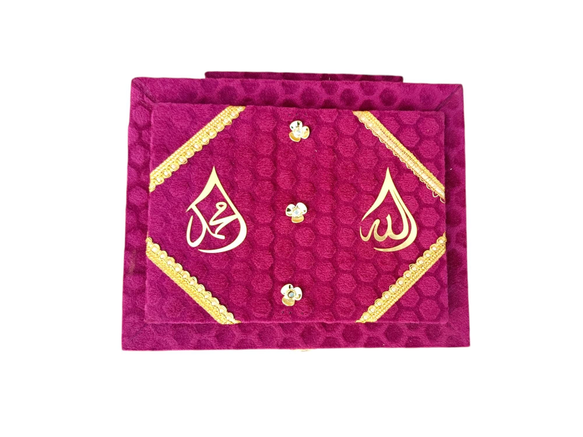 Engraved Wooden Quran Box: Velvet Islamic Decor - image 3
