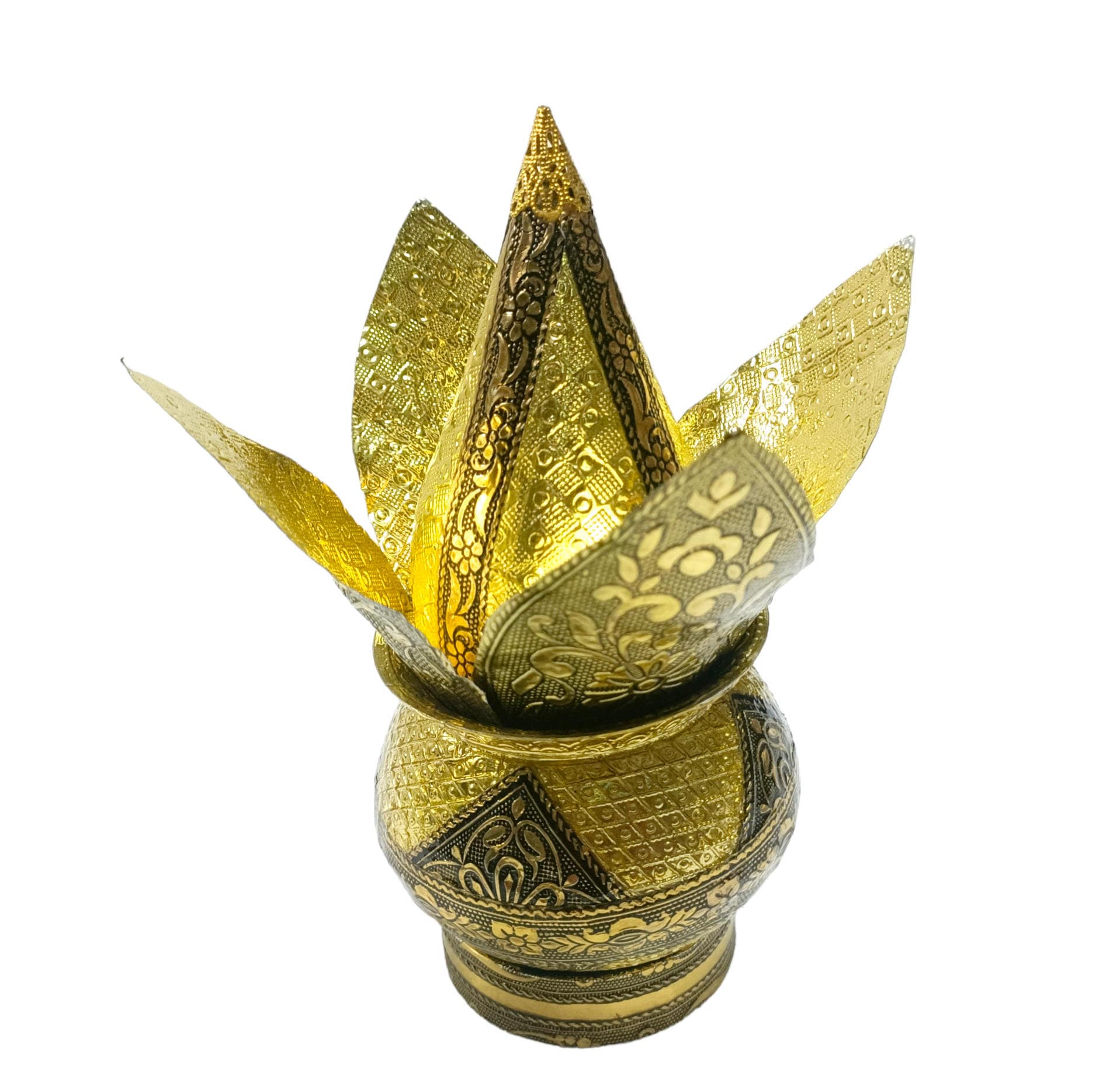 Meenakari Kalash Set: Golden Aluminum Lota for Pooja, Wedding Decor
