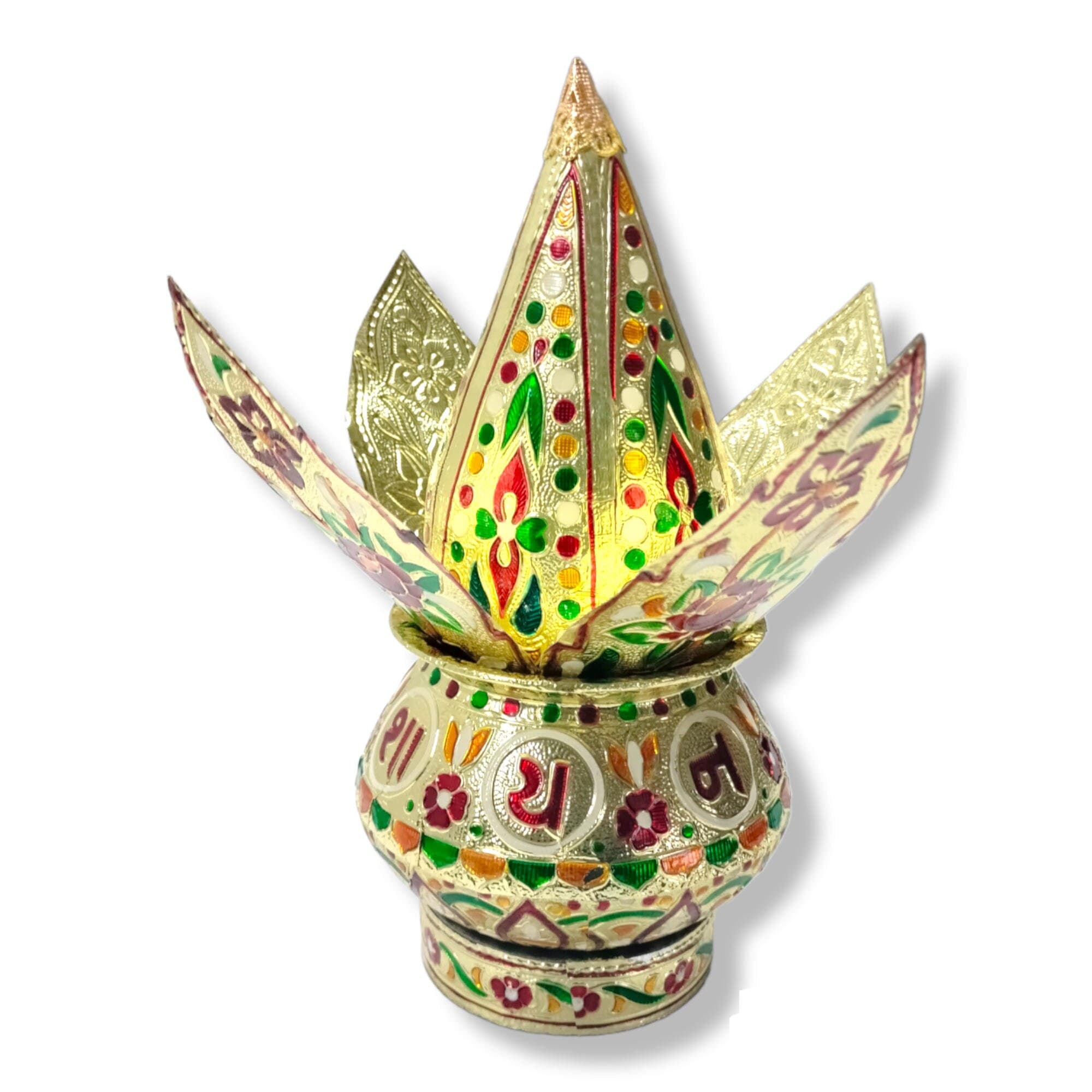 Meenakari Kalash Set, Aluminum Pooja Lota, Indian Wedding Decor