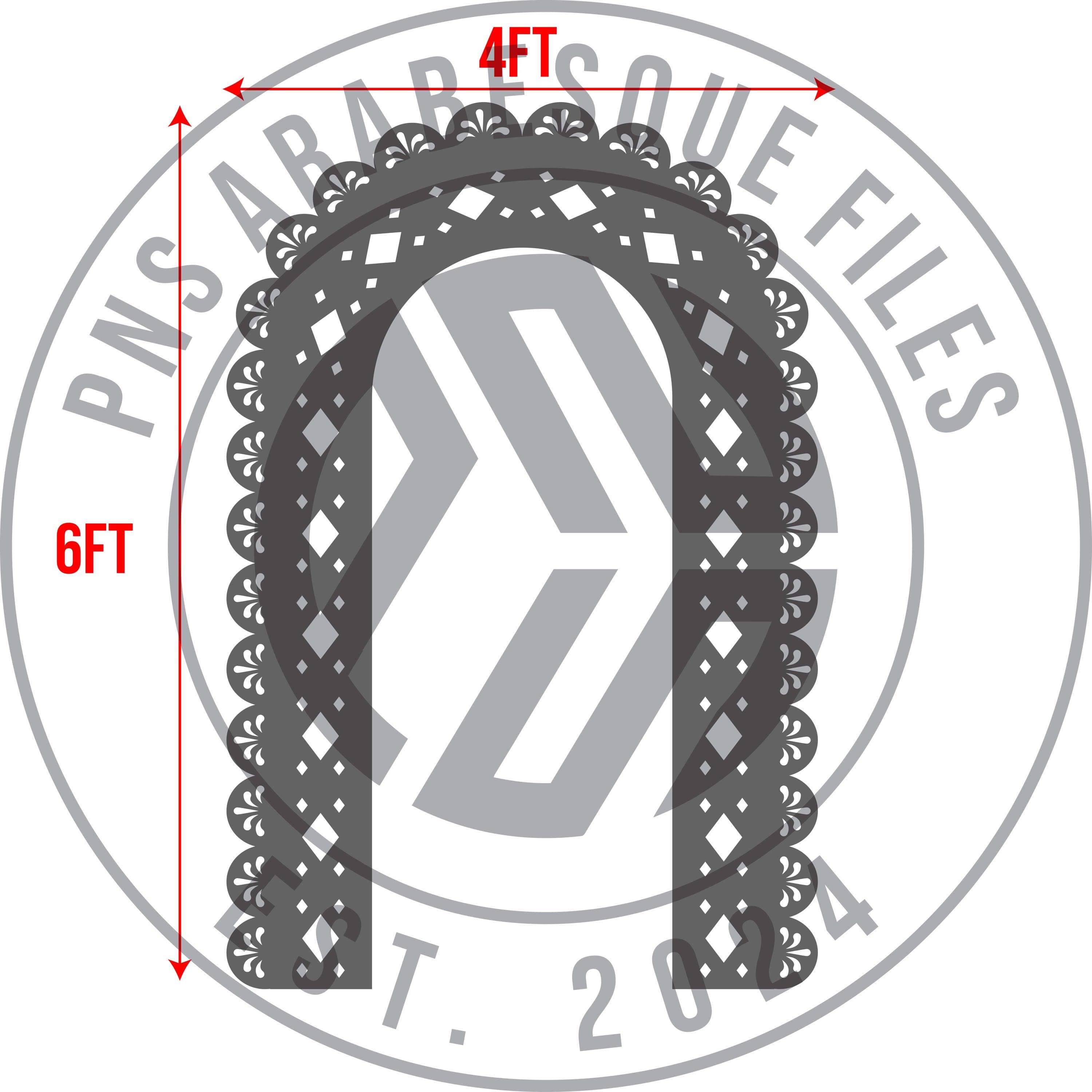 Decorative Arch Backdrop with Palmette Pattern – Laser Cut File (6ft x 4ft) – svg dxf ai eps - image 3
